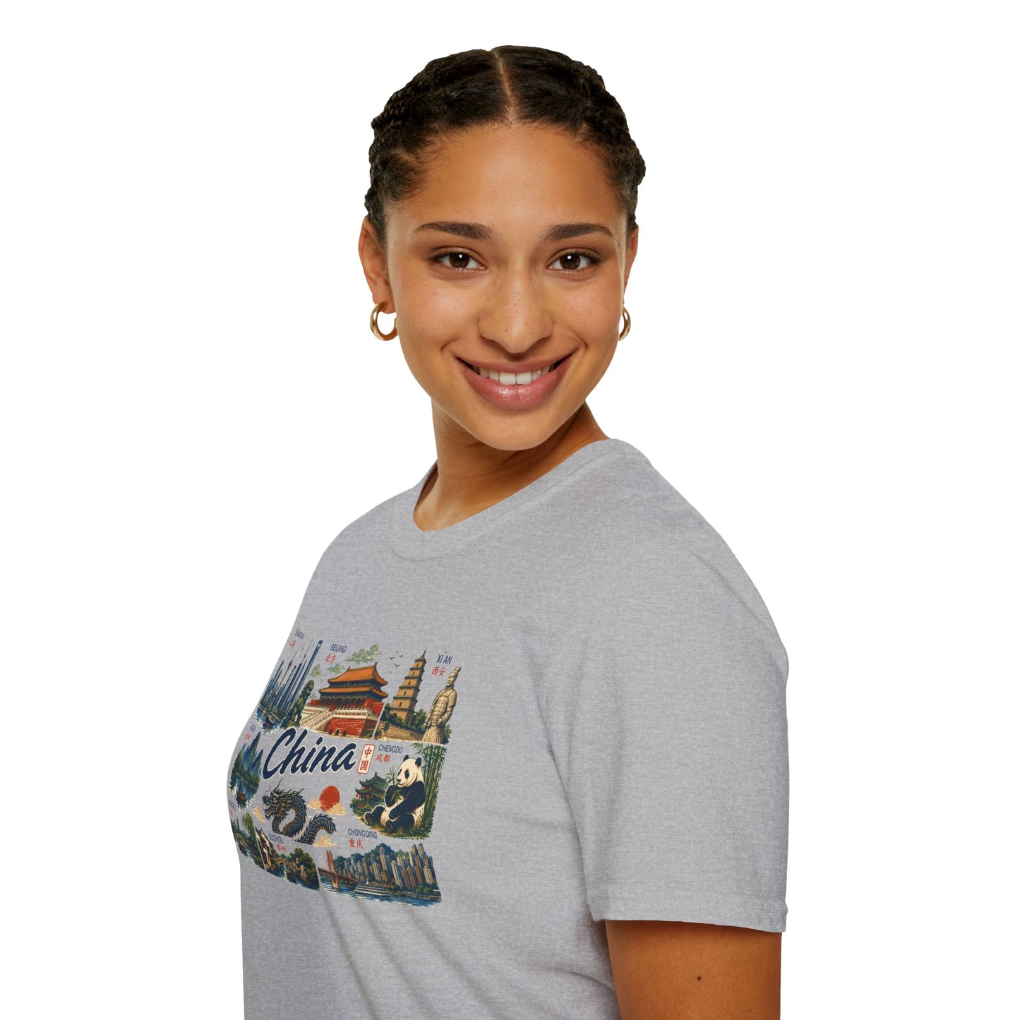 China Landmarks T-Shirt — Panda, Great Wall & Skyline Travel Tee