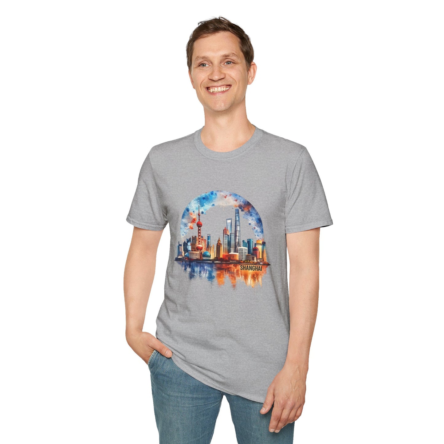 City Skyline T-Shirt — Watercolor Shanghai Landscape Tee