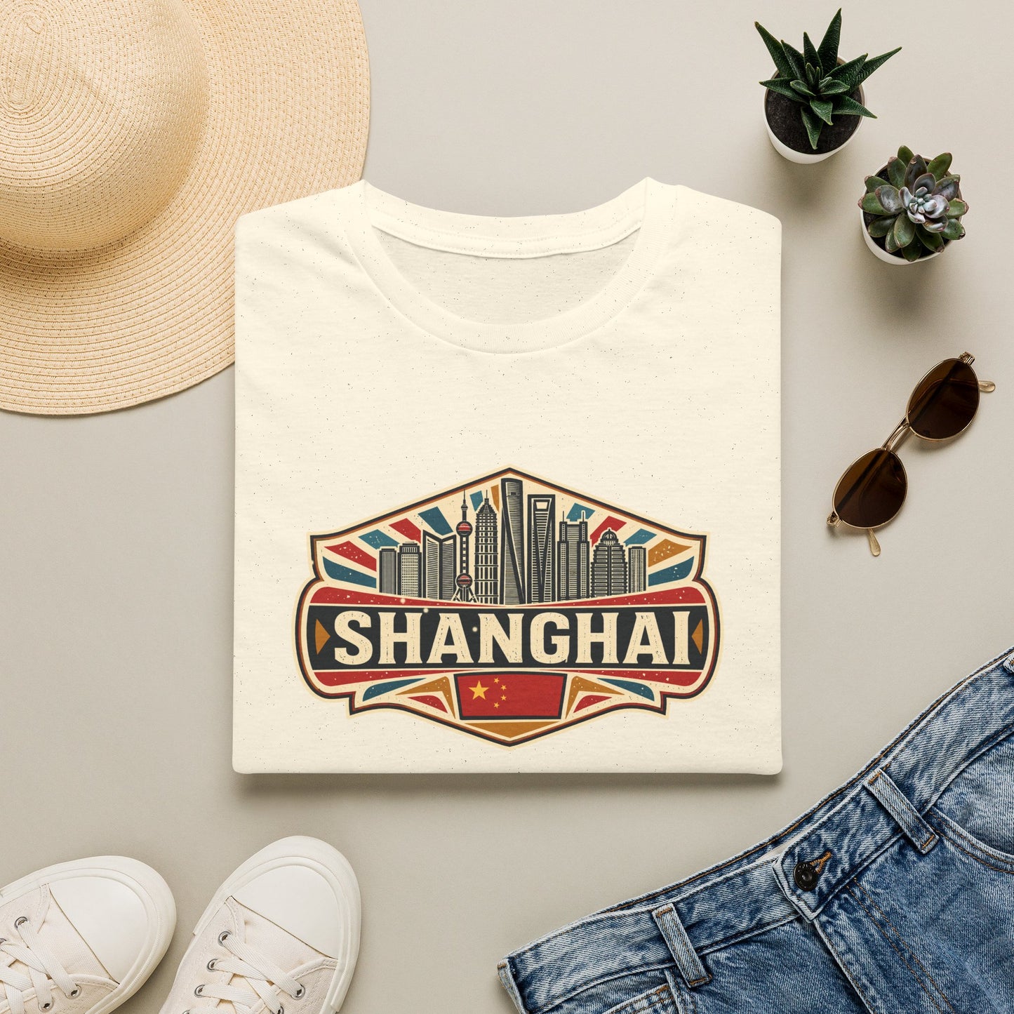 Shanghai Skyline T-Shirt — Vintage City Travel Tee