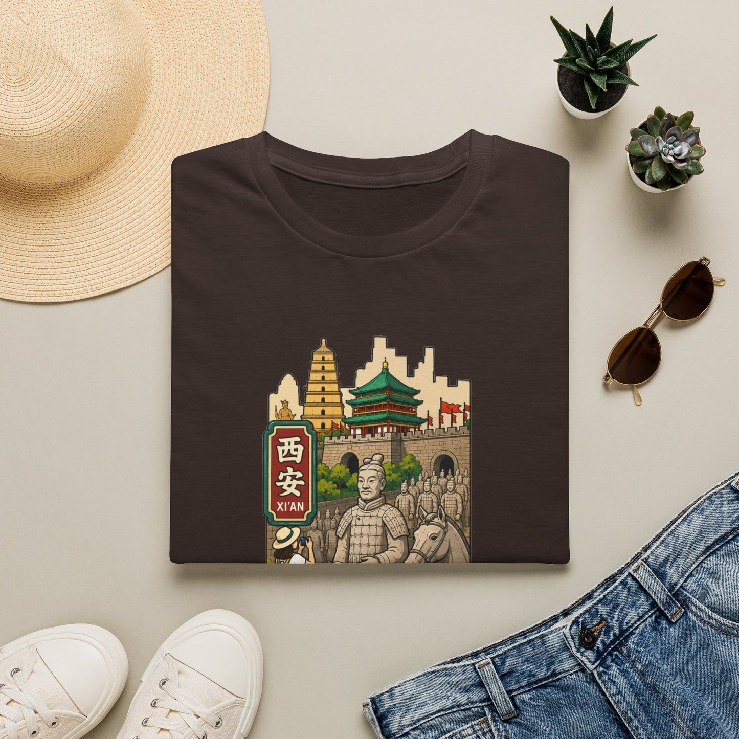 Xi'an Travel T-Shirt — Terracotta Warriors & Pagoda China Souvenir Tee