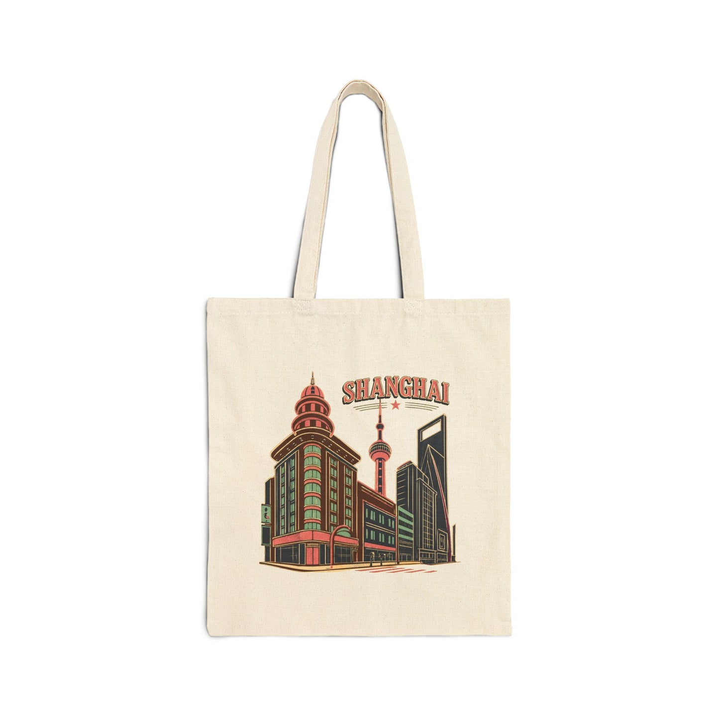 Shanghai Skyline Canvas Tote