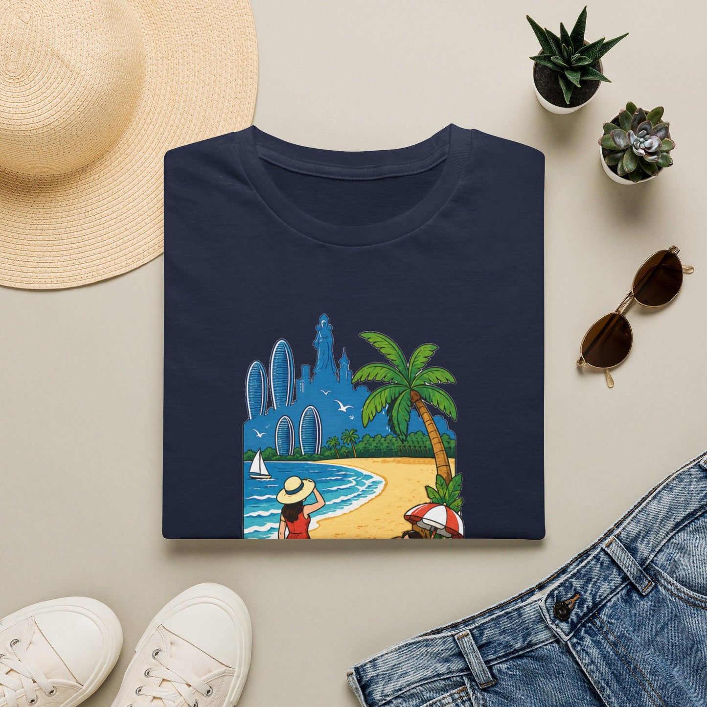 Beach Resort Graphic T-Shirt — Sanya Tropical Vacation Design