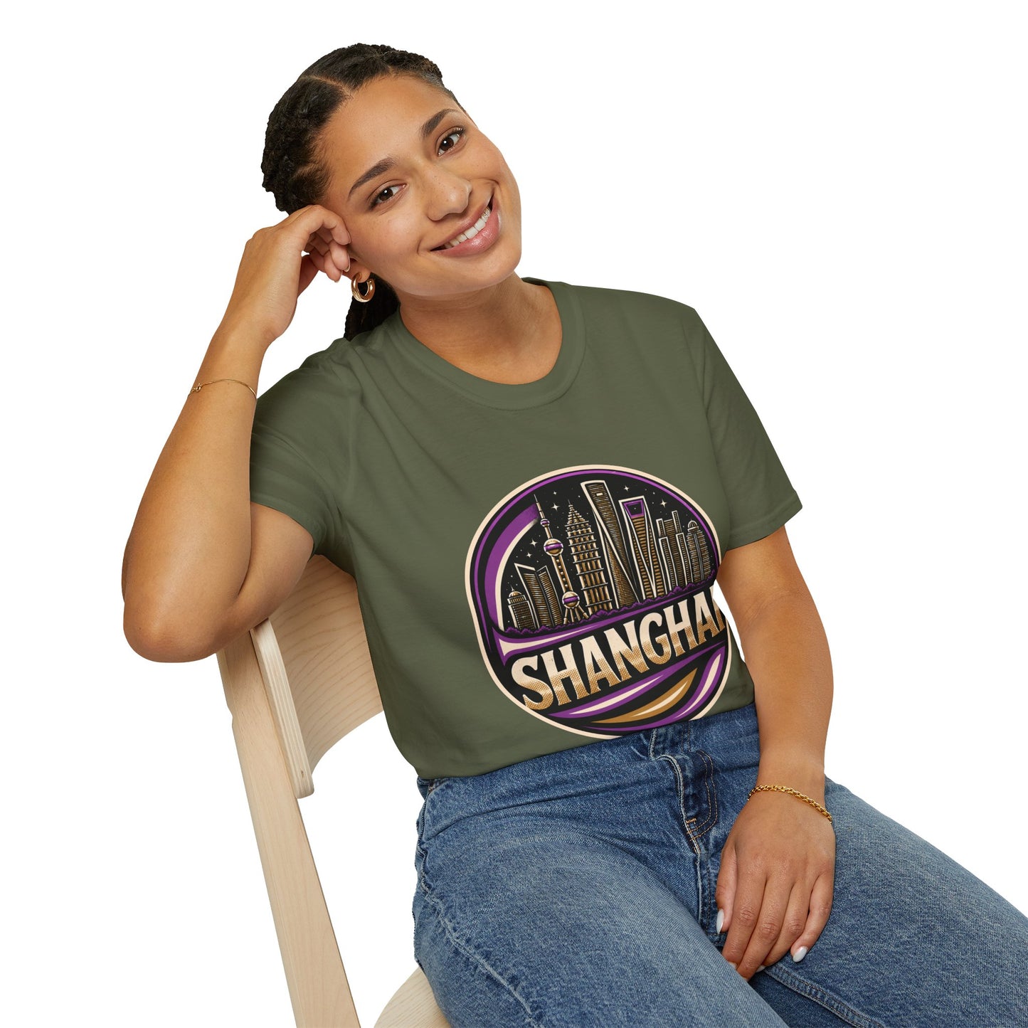 Shanghai Skyline T-Shirt — Retro Neon Cityscape Tee