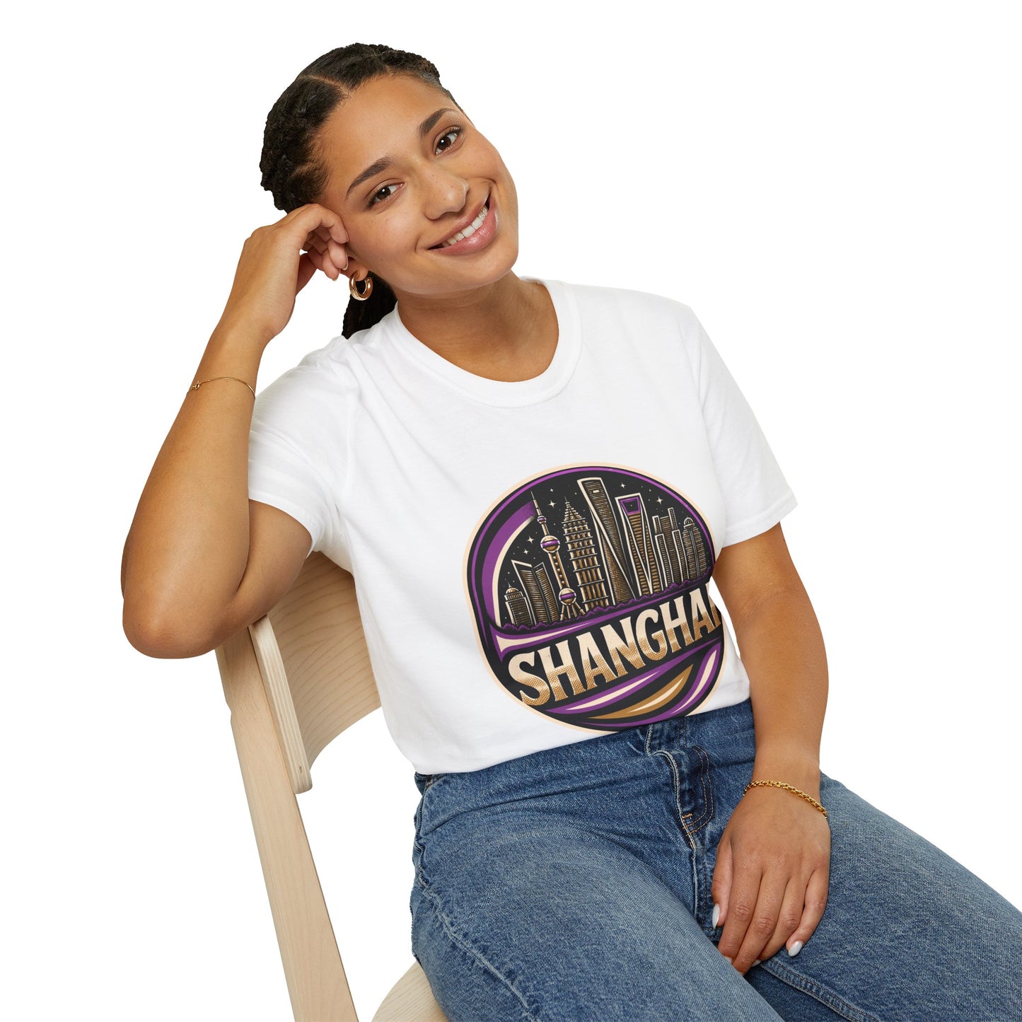 Shanghai Skyline T-Shirt — Retro Neon Cityscape Tee
