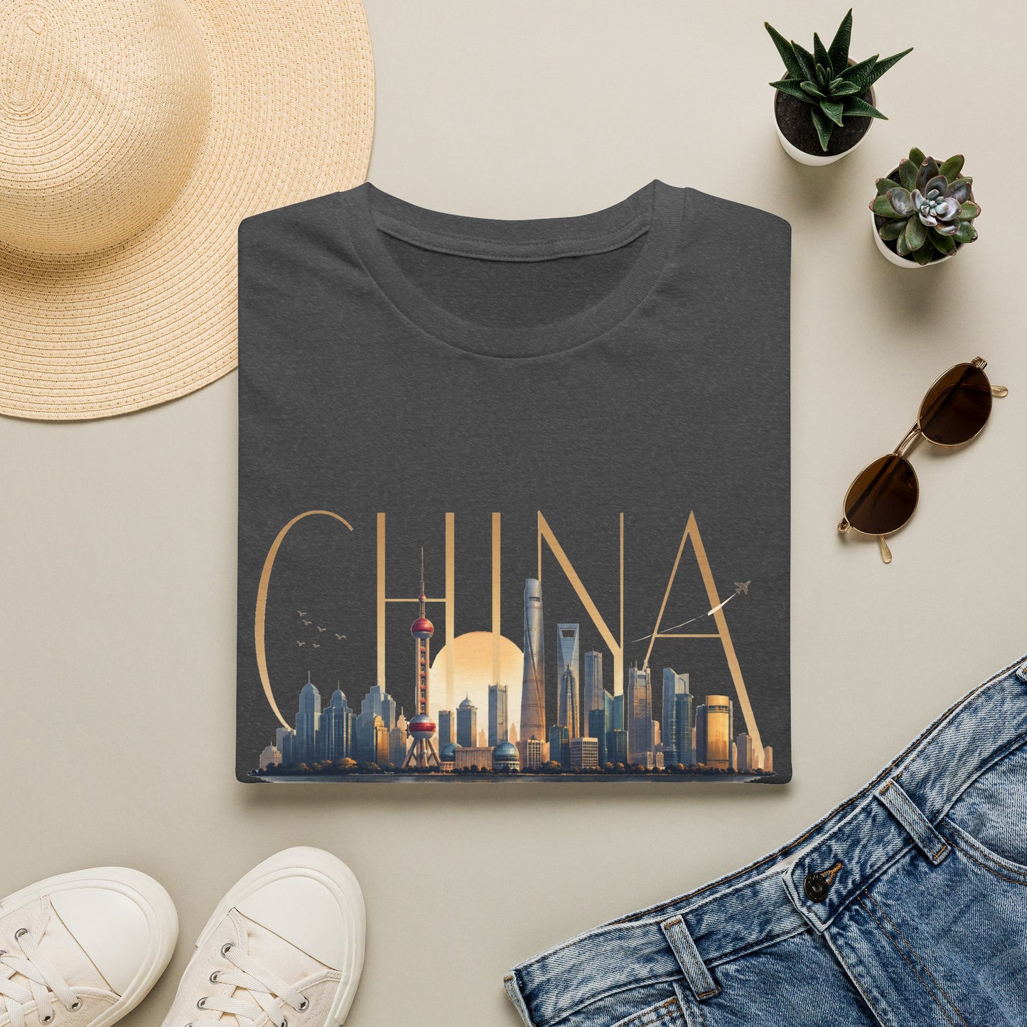 China Skyline T‑Shirt — Shanghai Cityscape Graphic Tee