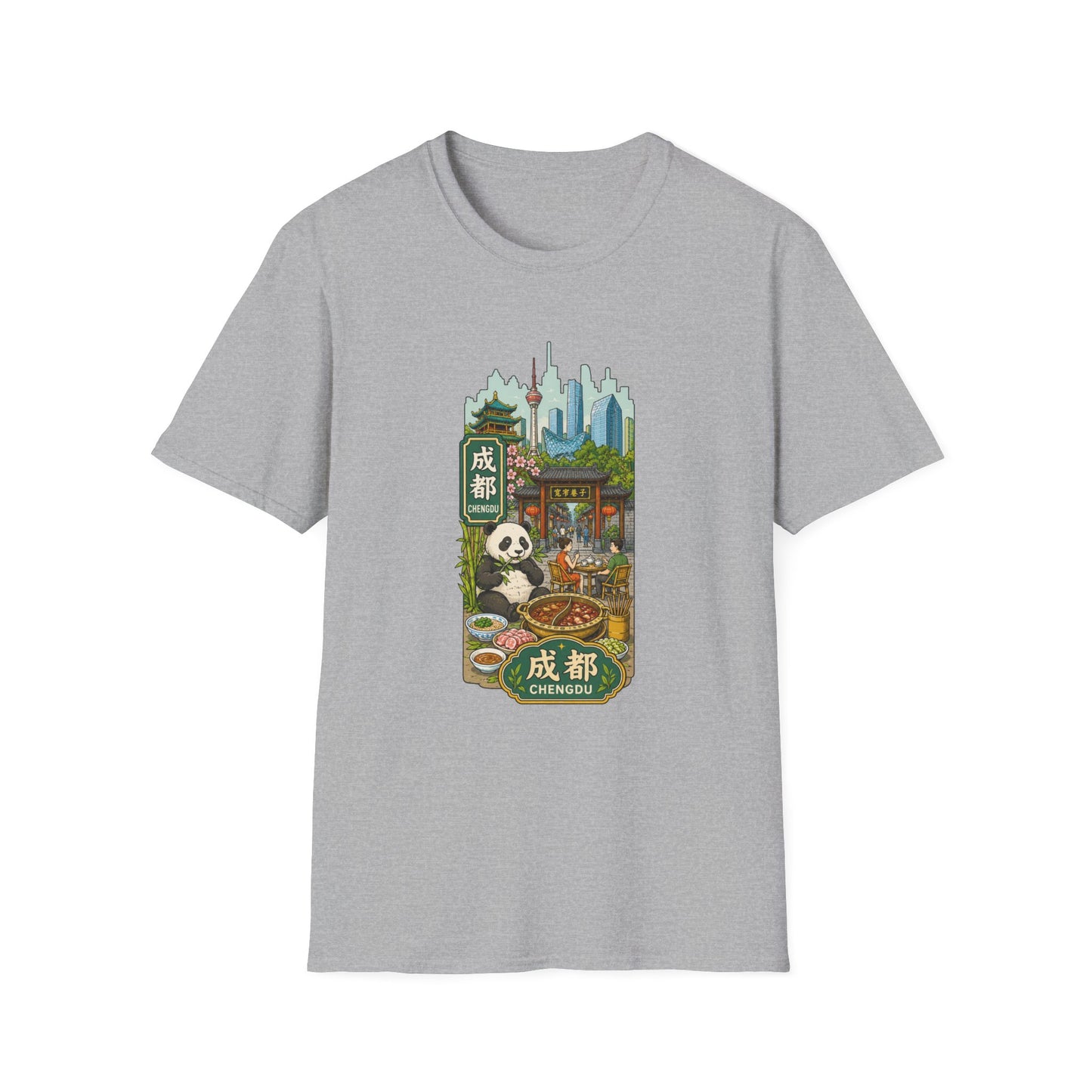 Chengdu Travel T-Shirt — Panda & Cityscape Graphic Tee