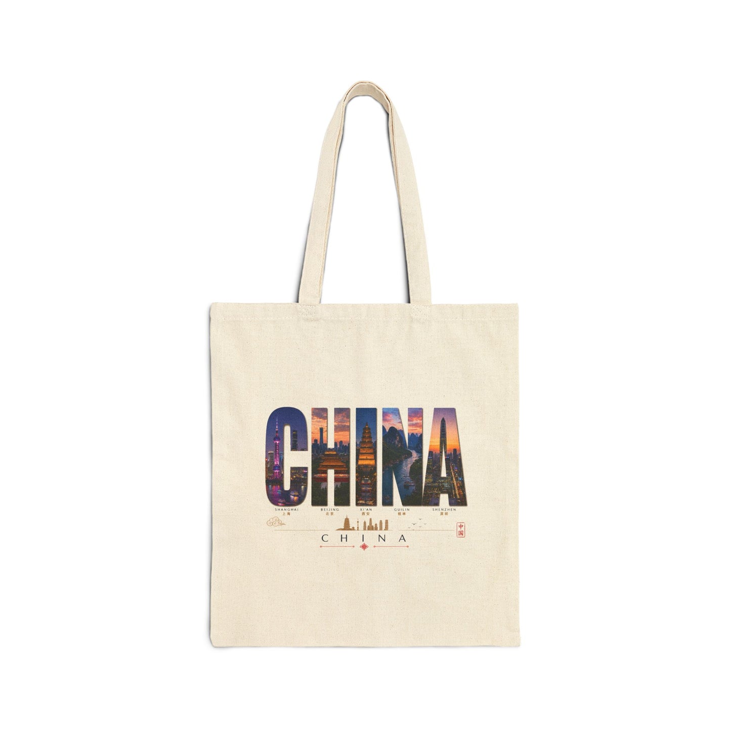 China Skyline Canvas Tote Bag – Cityscape Travel Souvenir Tote