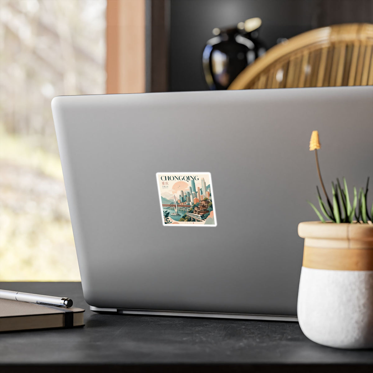 Chongqing Vintage Travel Sticker — Retro Cityscape Kiss-Cut Vinyl Decal