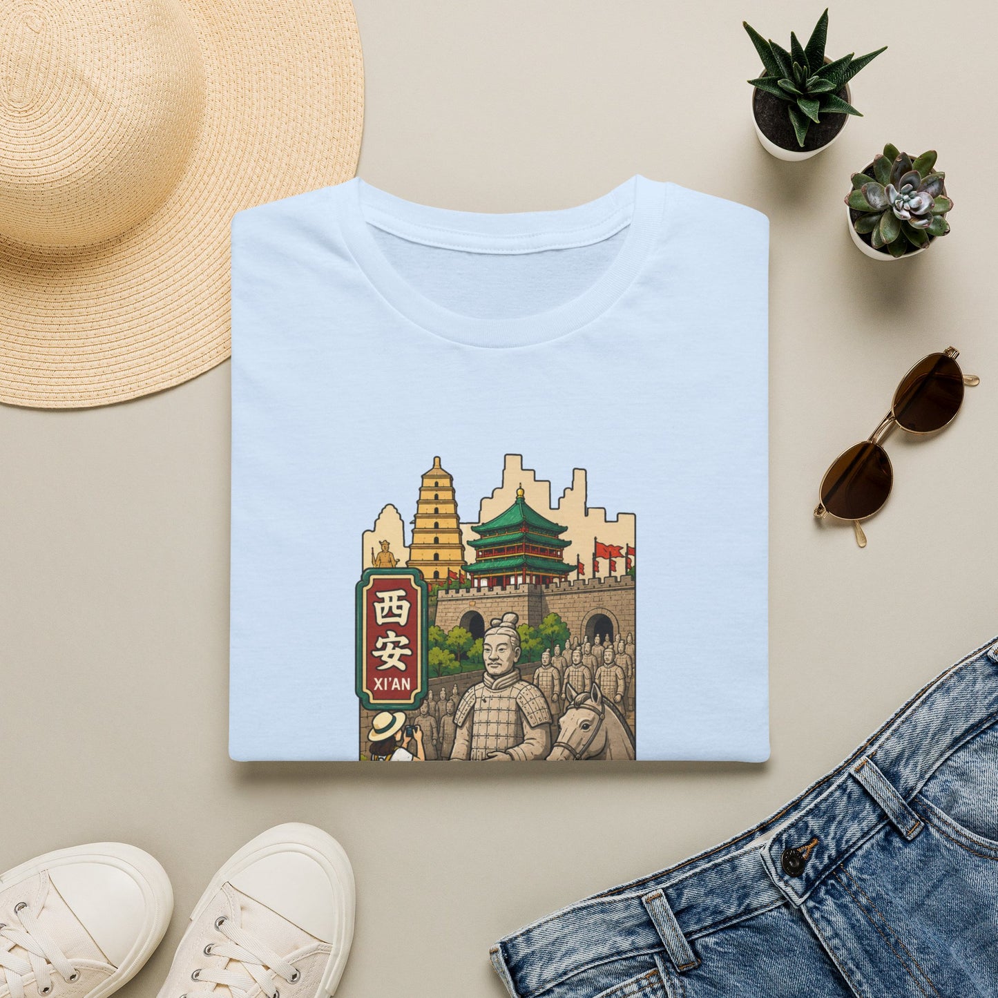 Xi'an Travel T-Shirt — Terracotta Warriors & Pagoda China Souvenir Tee