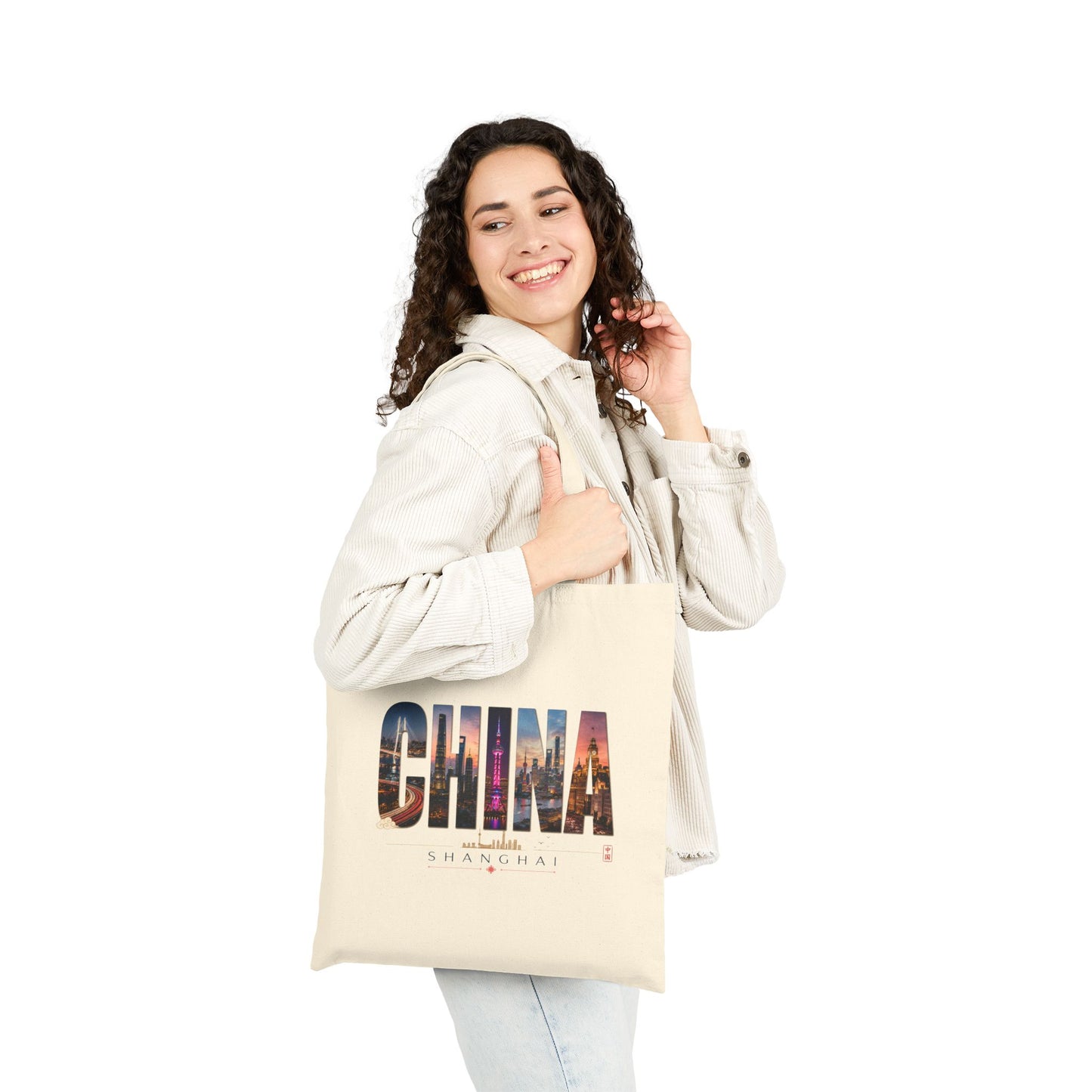 China Skyline Cotton Tote Bag – Travel Souvenir Canvas Shopper