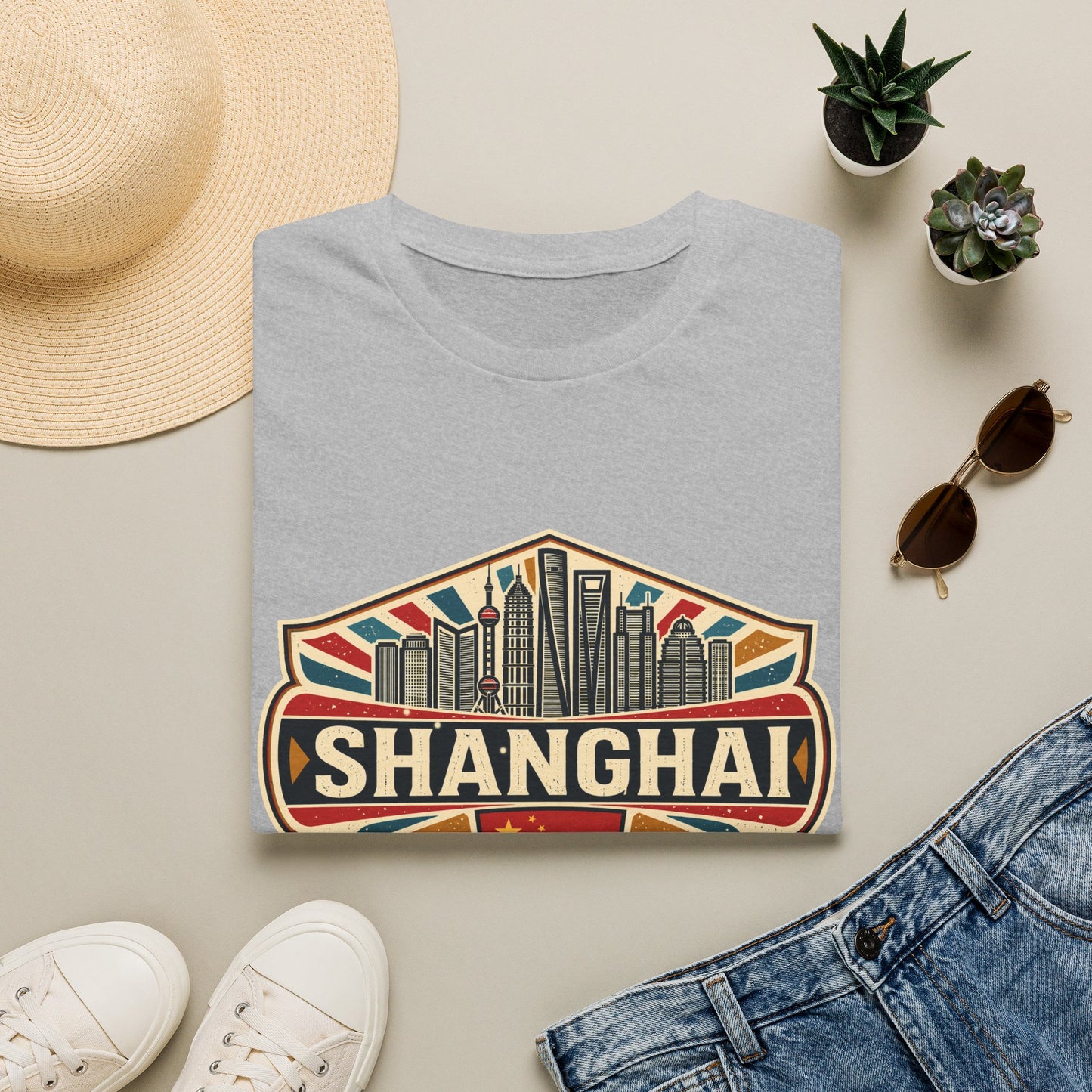 Shanghai Skyline Vintage T‑Shirt