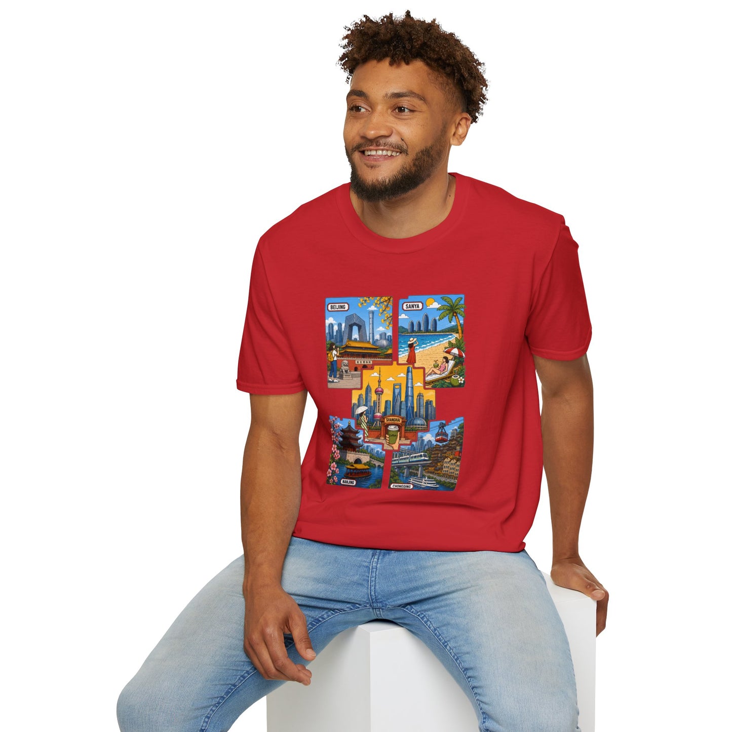 Cityscape Postcard T-Shirt — Miami & Dubai Travel Vintage Graphic Tee