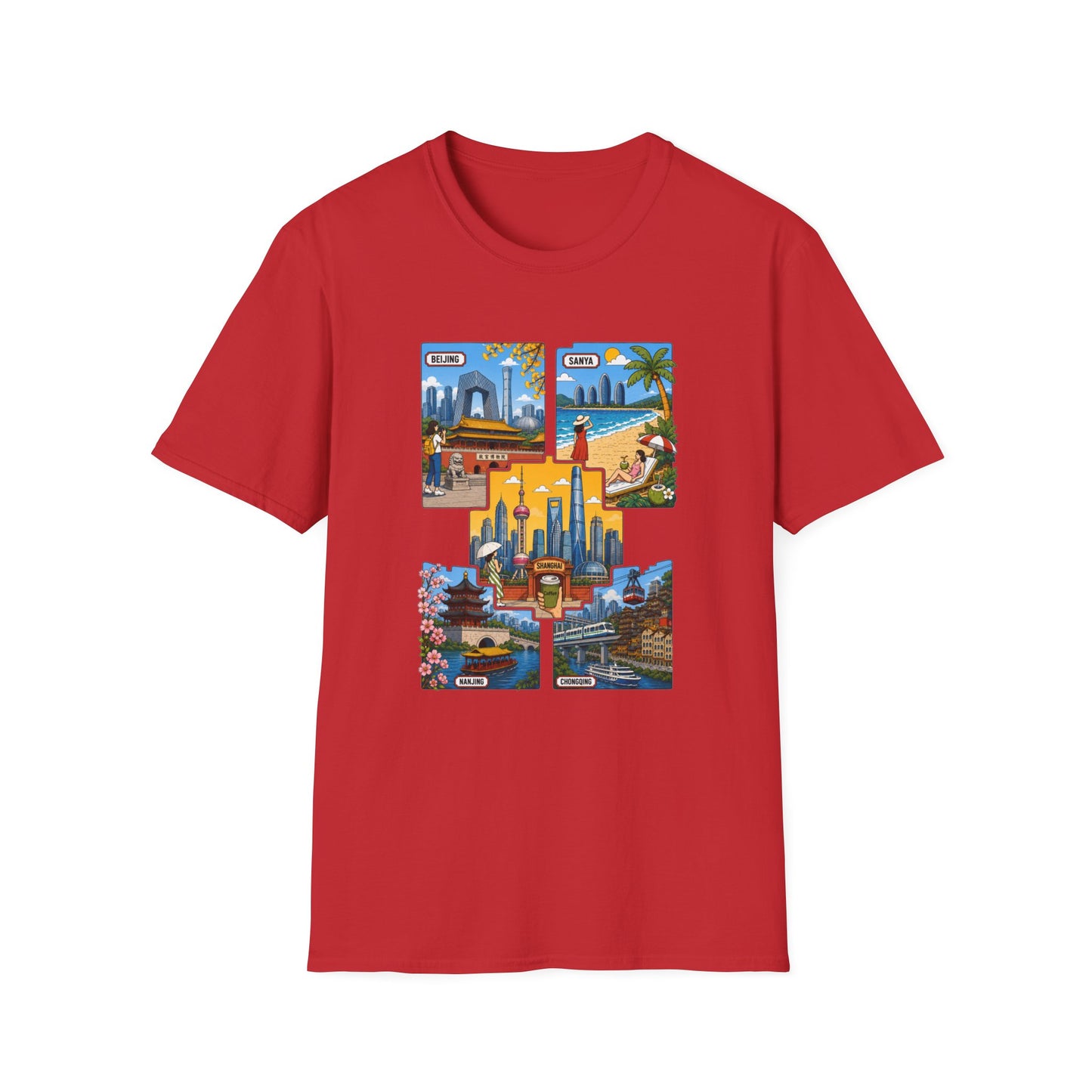 Cityscape Postcard T-Shirt — Miami & Dubai Travel Vintage Graphic Tee