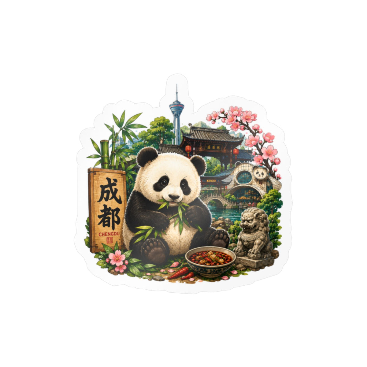 Chengdu Panda Kiss-Cut Vinyl Decal
