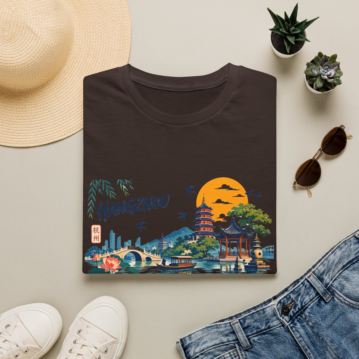Hangzhou Scenic T-Shirt — Pagoda Sunset China Travel Tee