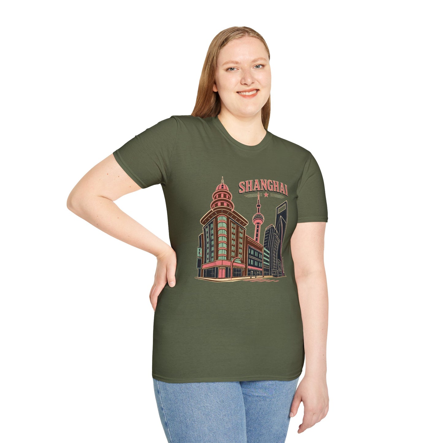 Shanghai Skyline T-Shirt — Retro Cityscape Travel Tee