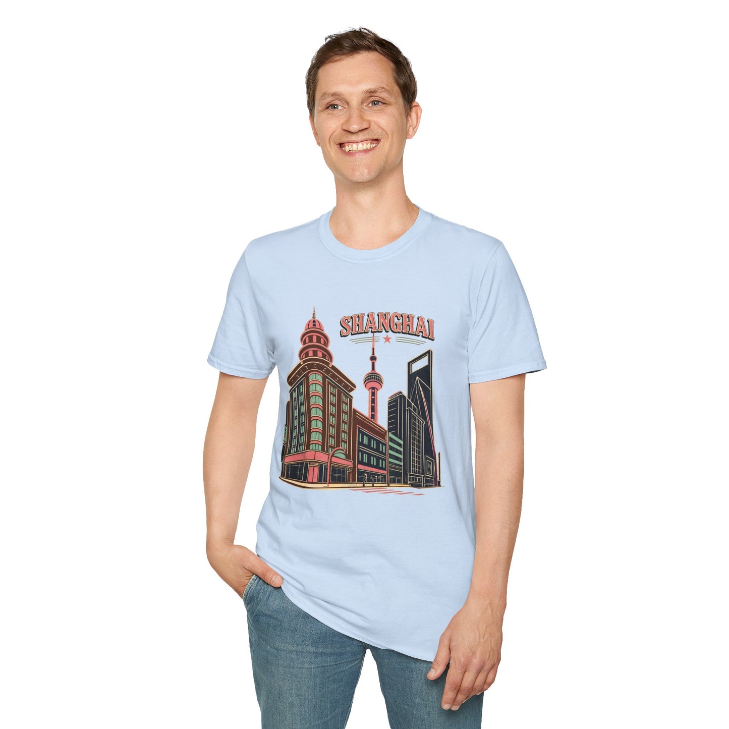 Shanghai Skyline T-Shirt — Retro Cityscape Travel Tee