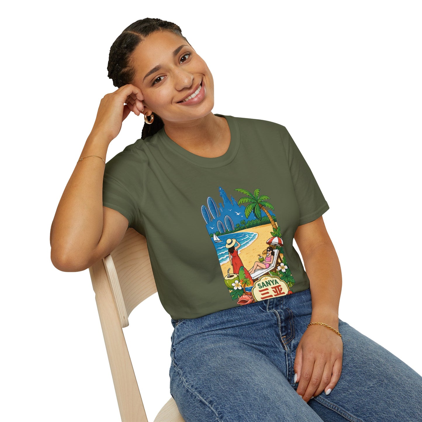 Beach Resort Graphic T-Shirt — Sanya Tropical Vacation Design