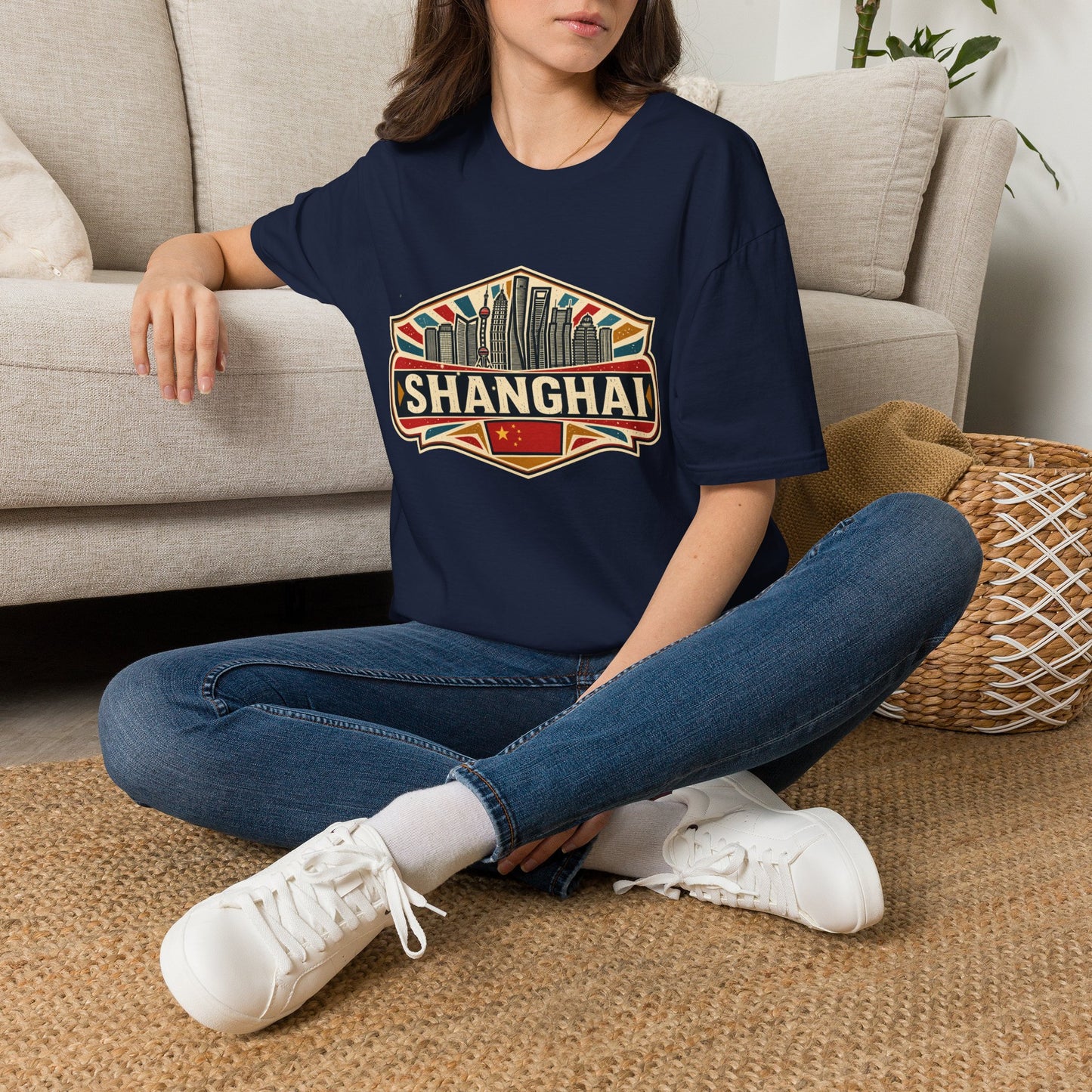 Shanghai Skyline Vintage T‑Shirt