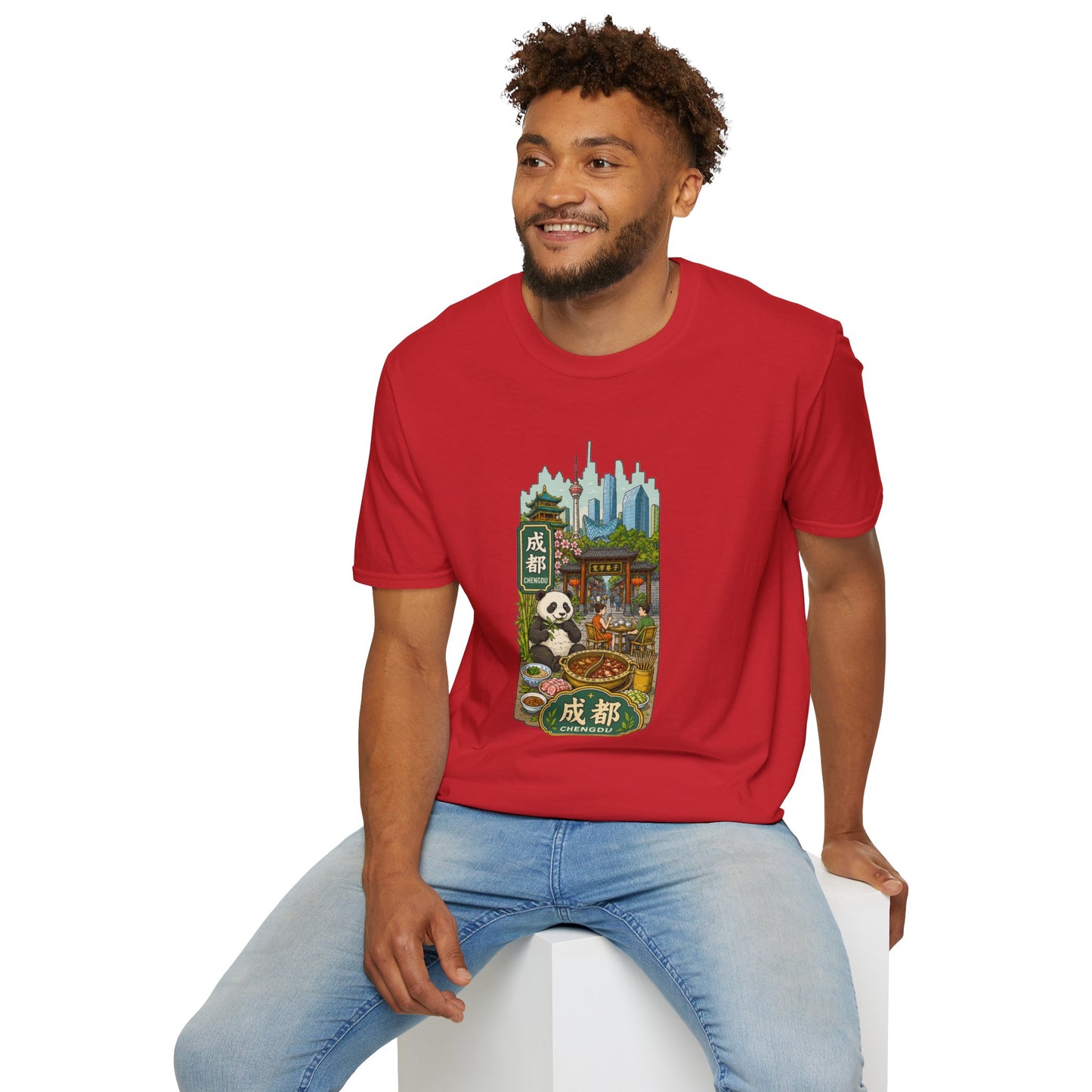 Chengdu Travel T-Shirt — Panda & Cityscape Graphic Tee