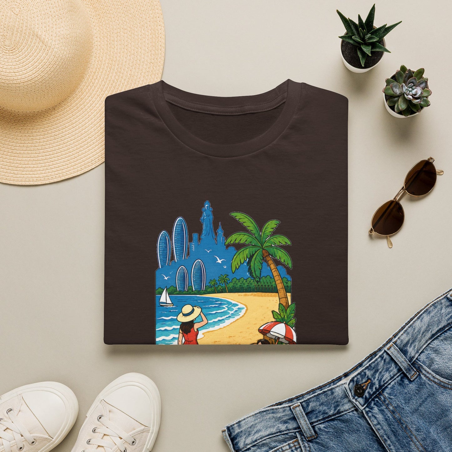 Beach Resort Graphic T-Shirt — Sanya Tropical Vacation Design