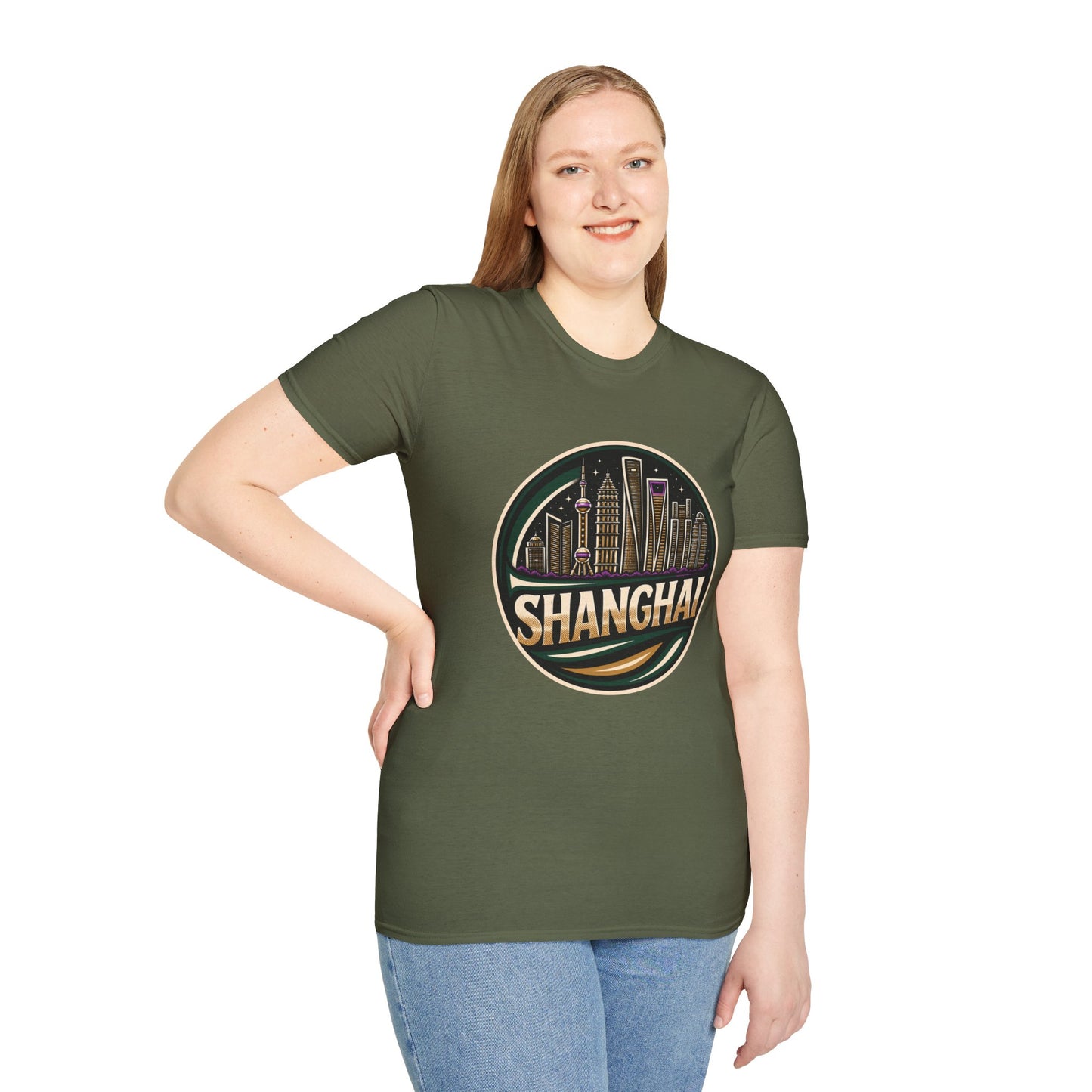 Shanghai Skyline T-Shirt — Retro Cityscape Tee
