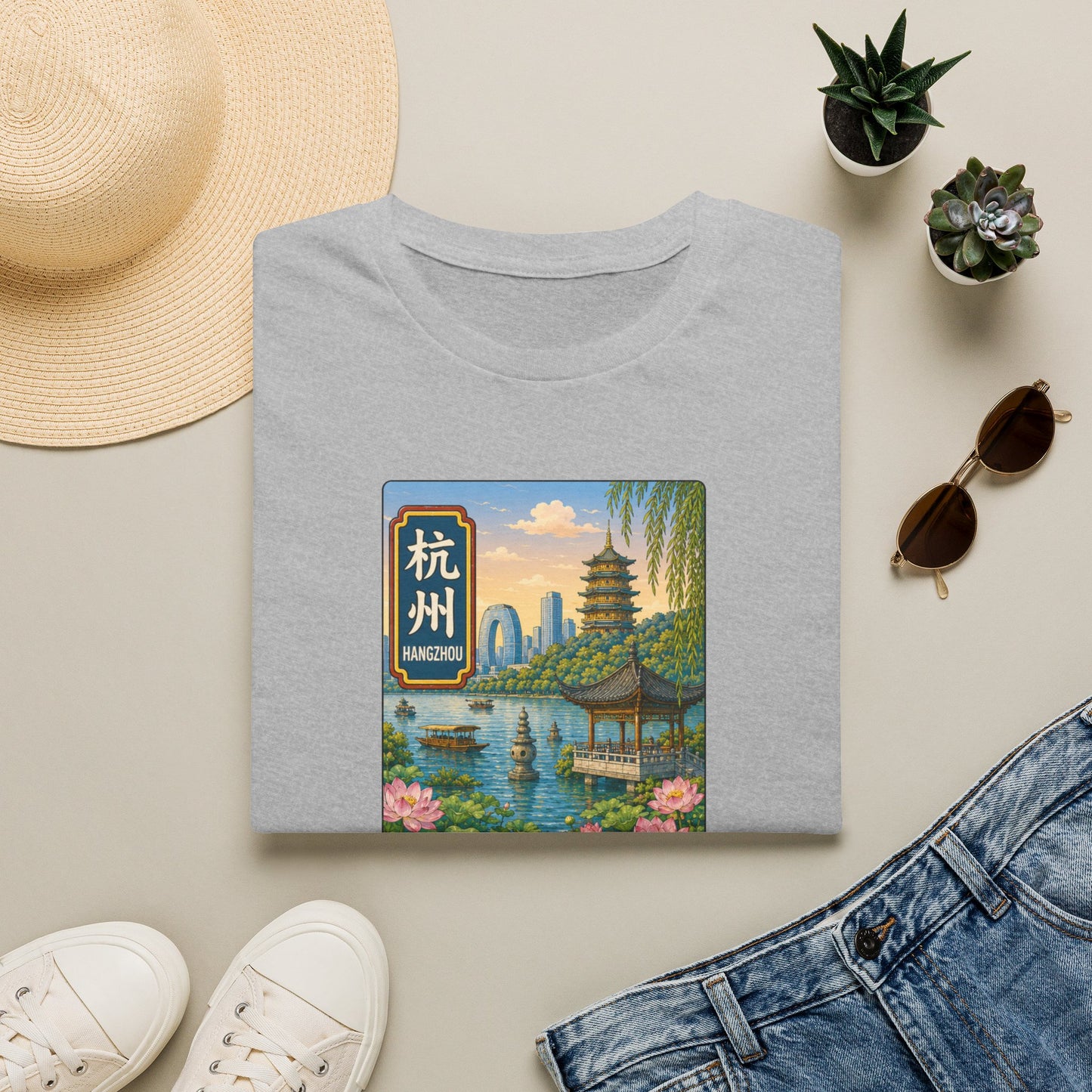Hangzhou Scenic T-Shirt — West Lake Vintage Travel Tee (杭州)