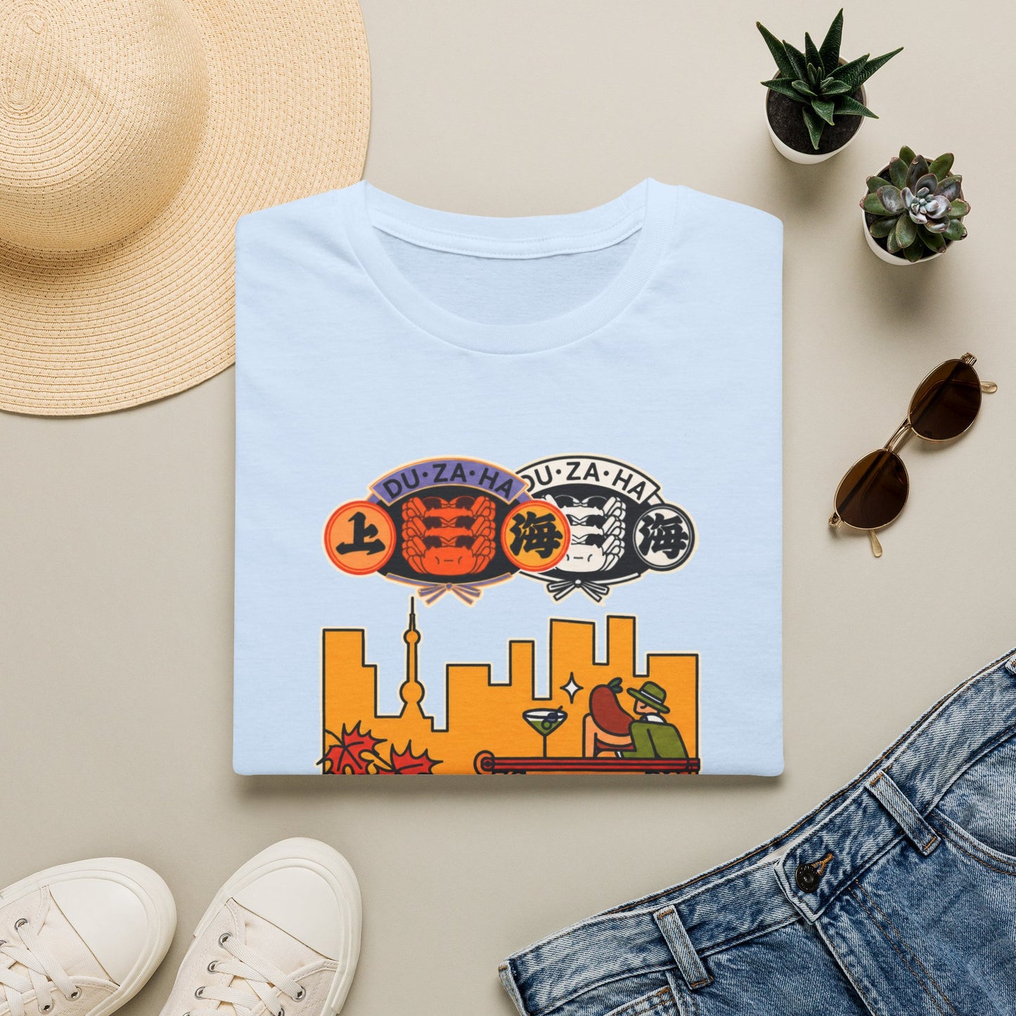 Skyline Ramen Scene T-Shirt — Retro Japanese Noodle Shop Design