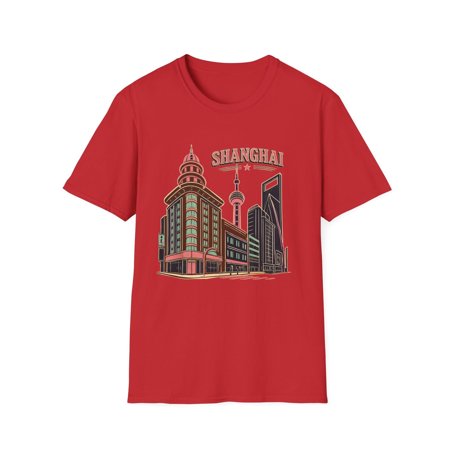Shanghai Skyline T-Shirt — Retro Cityscape Travel Tee