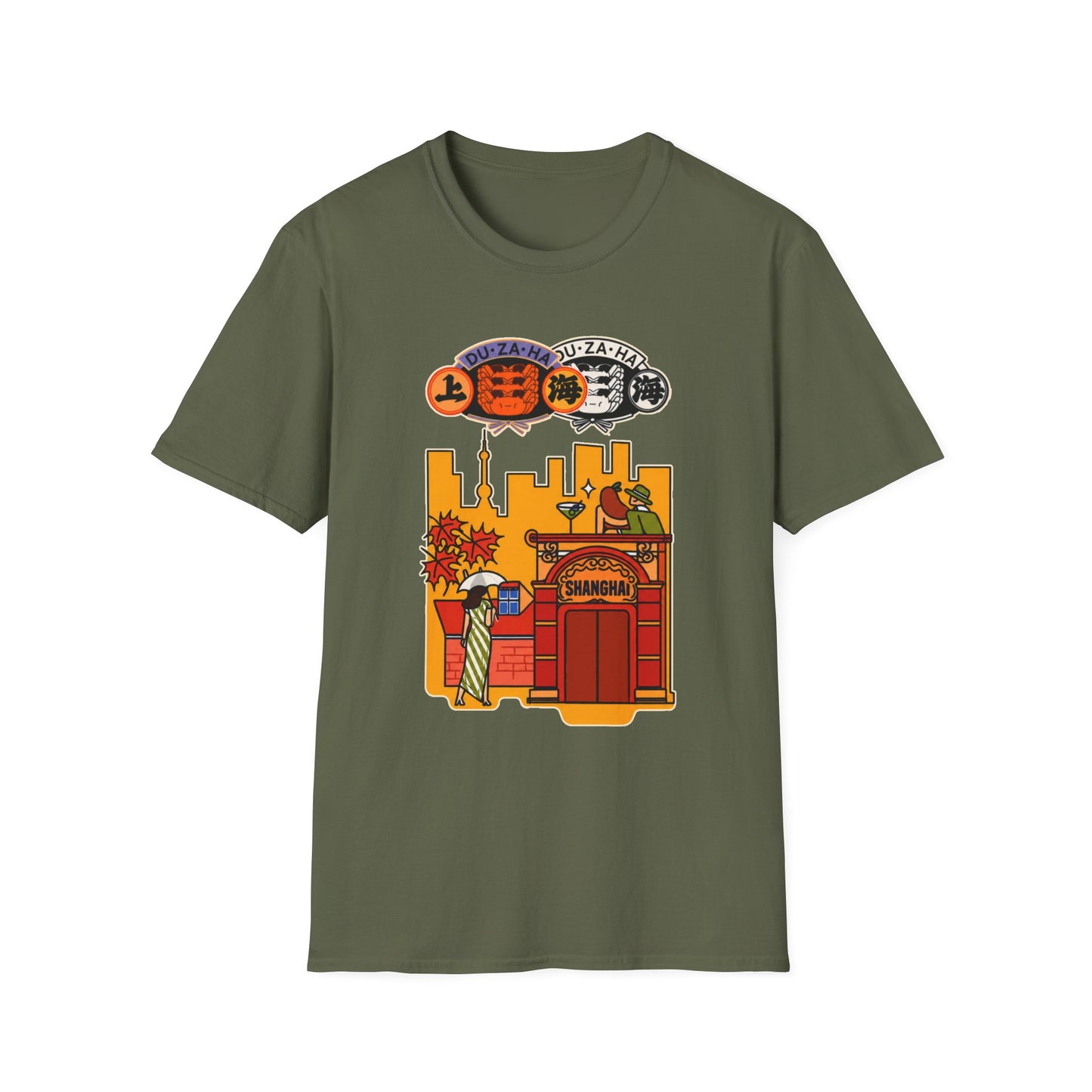 Skyline Ramen Scene T-Shirt — Retro Japanese Noodle Shop Design