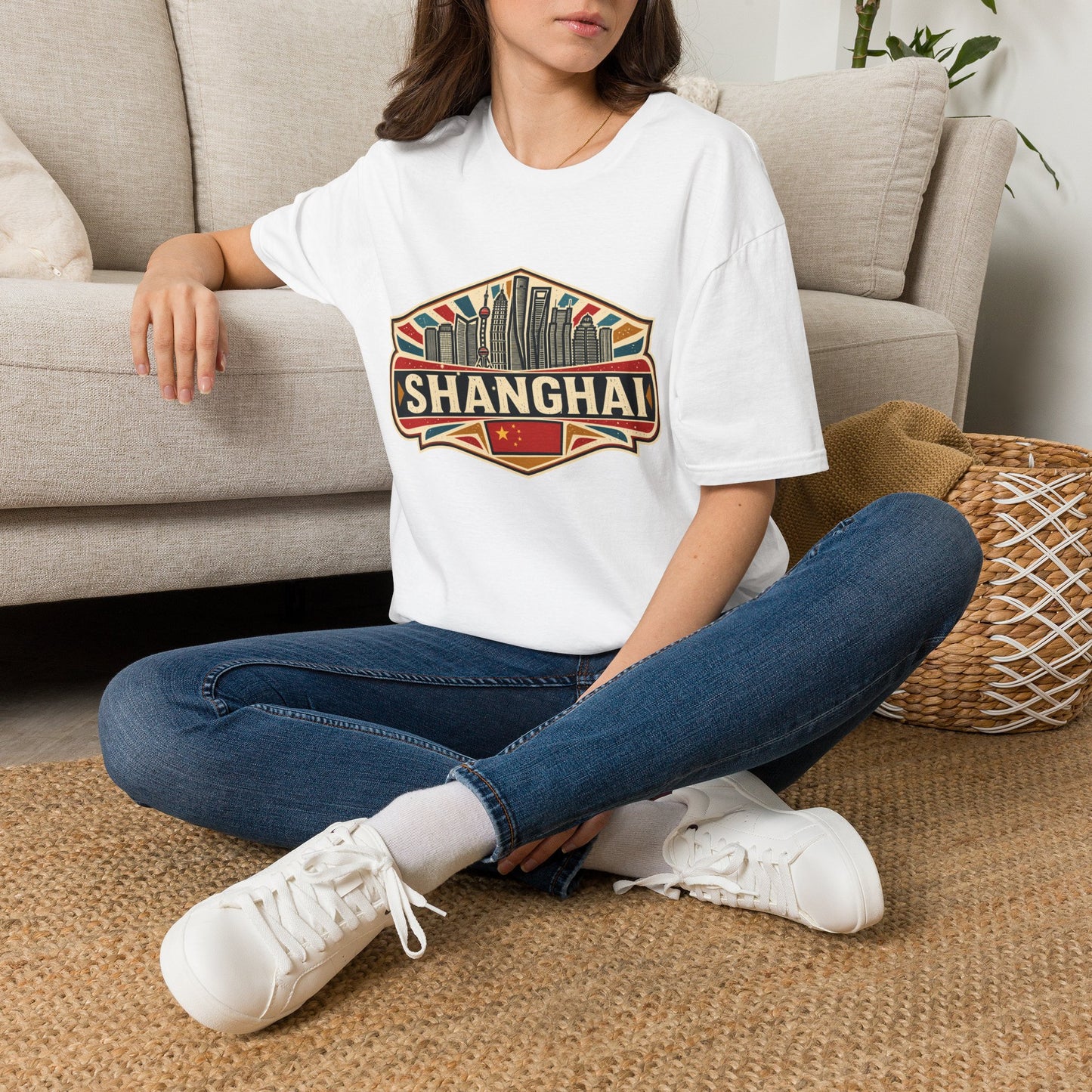 Shanghai Skyline Vintage T‑Shirt