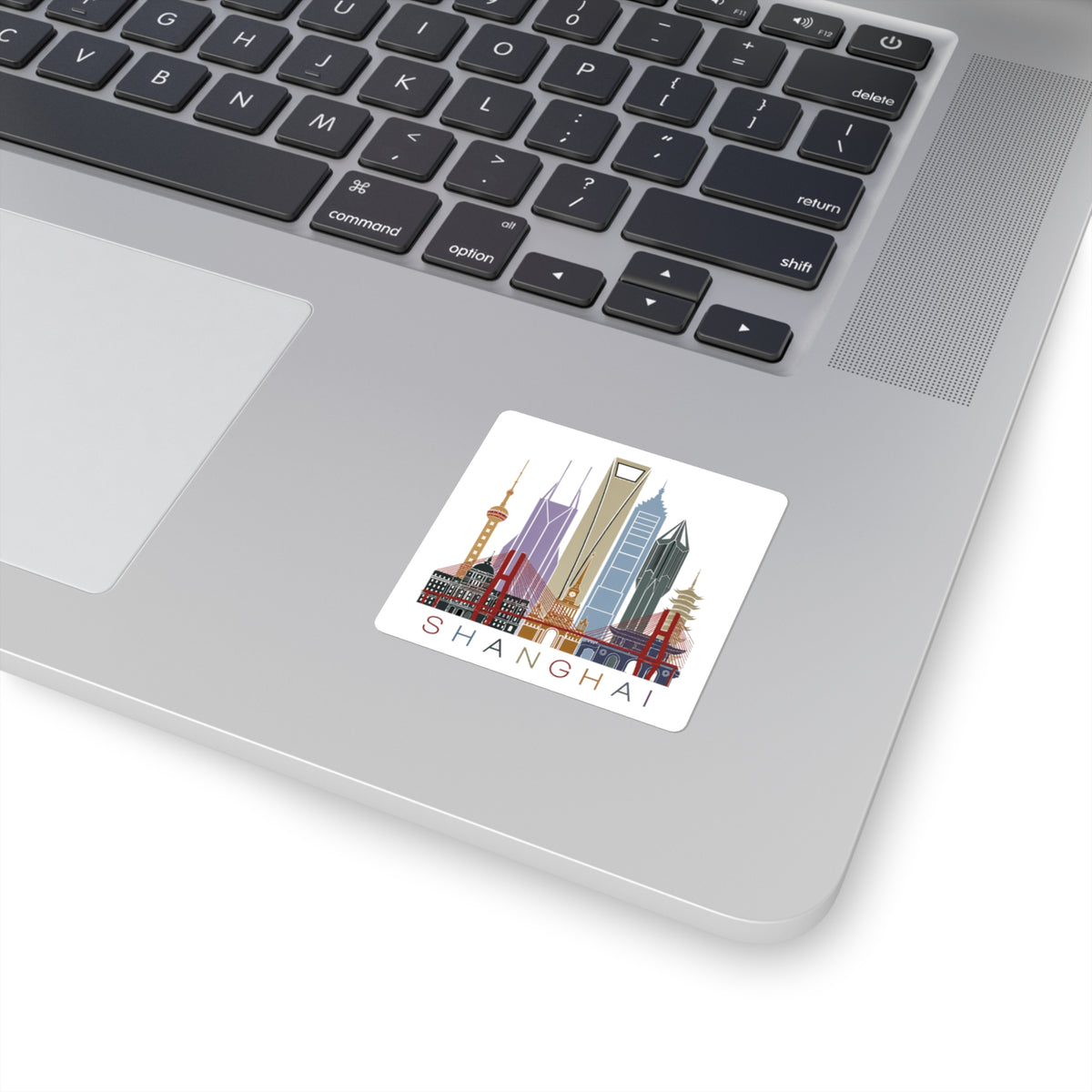Shanghai Skyline Square Sticker — Colorful City Landmark Decal