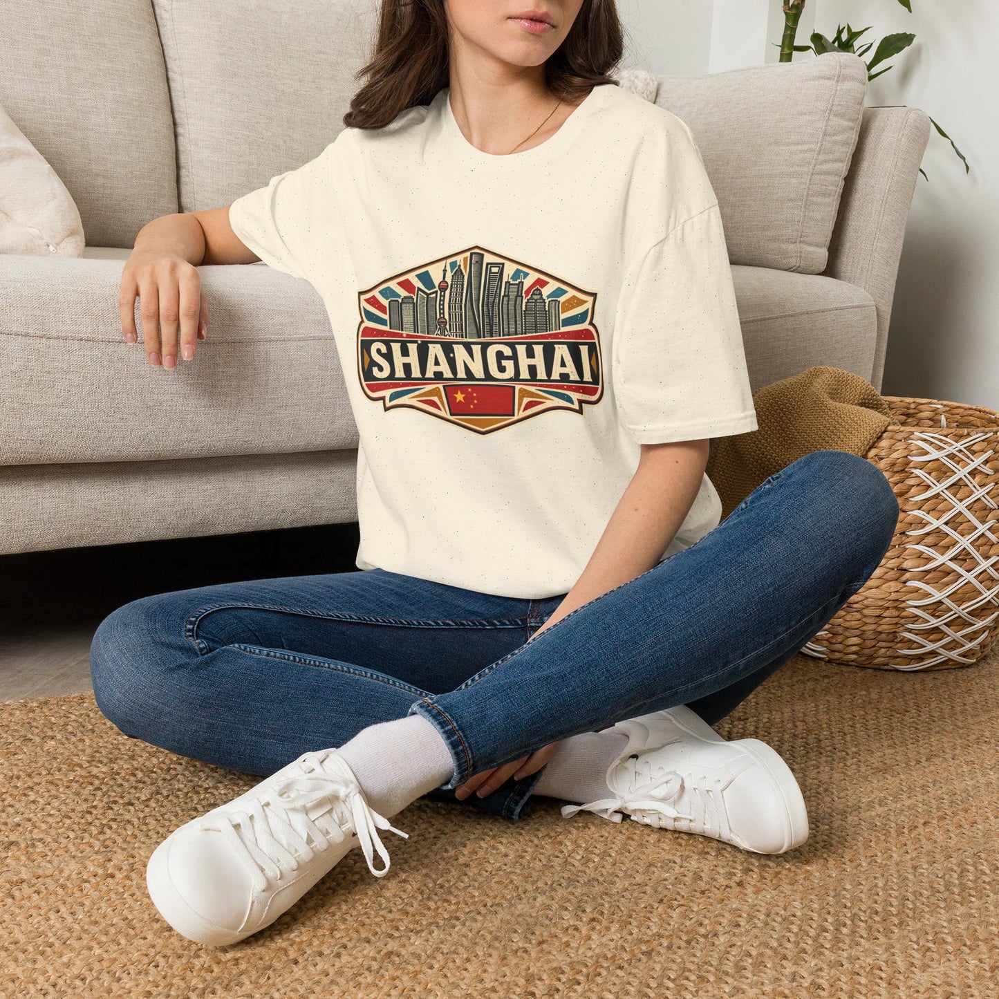 Shanghai Skyline Vintage T‑Shirt