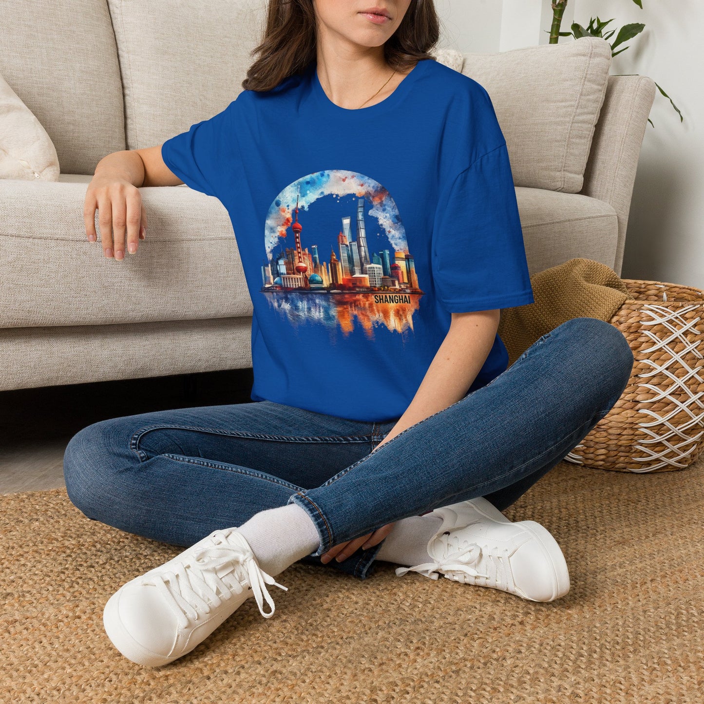 City Skyline T-Shirt — Watercolor Shanghai Landscape Tee