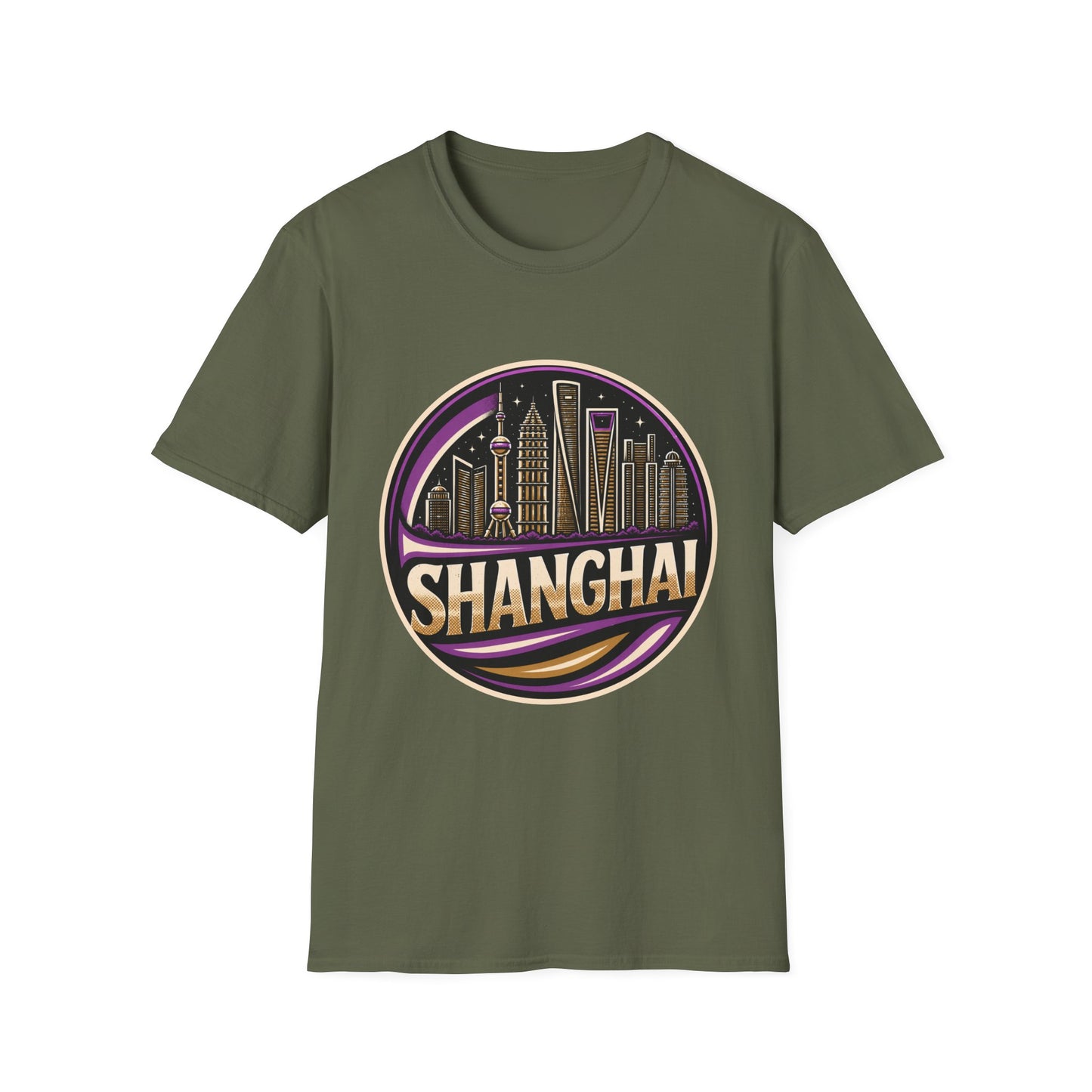 Shanghai Skyline T-Shirt — Retro Neon Cityscape Tee