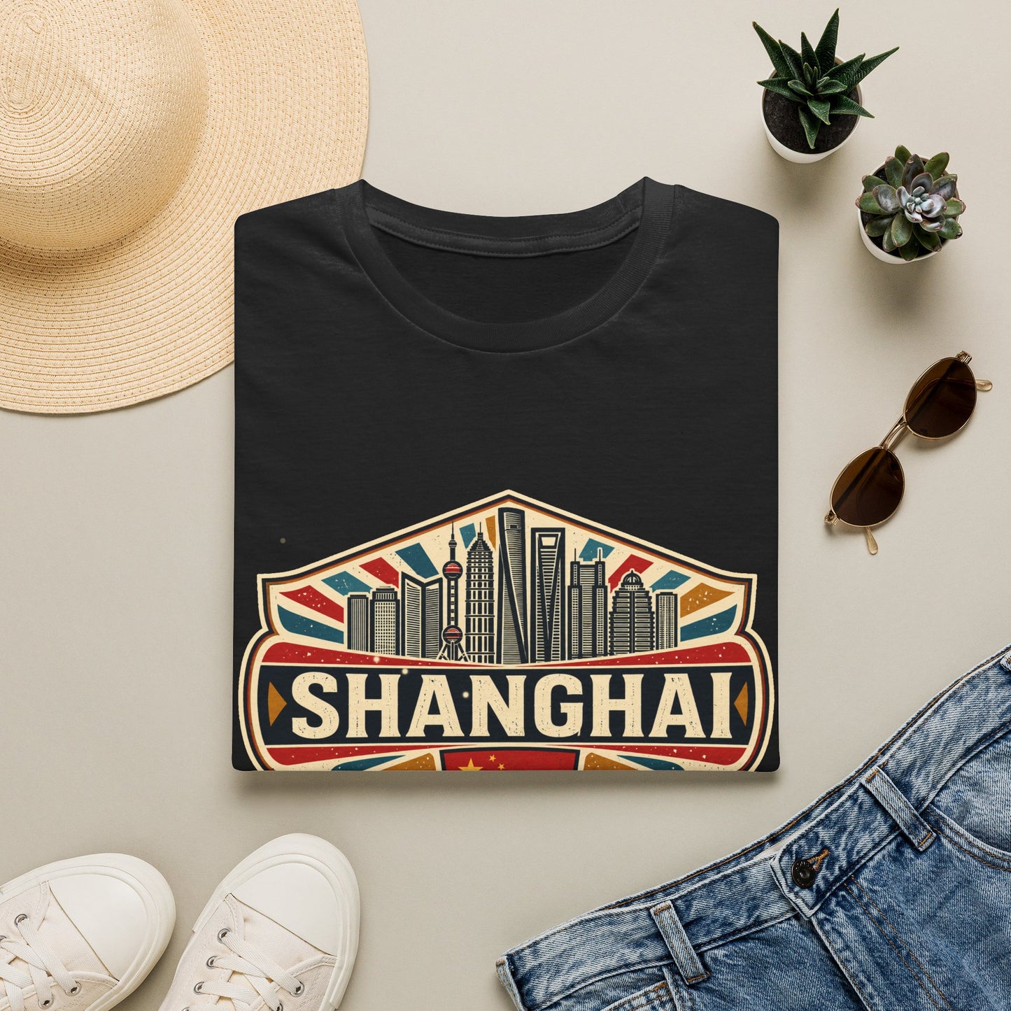 Shanghai Skyline Vintage T‑Shirt