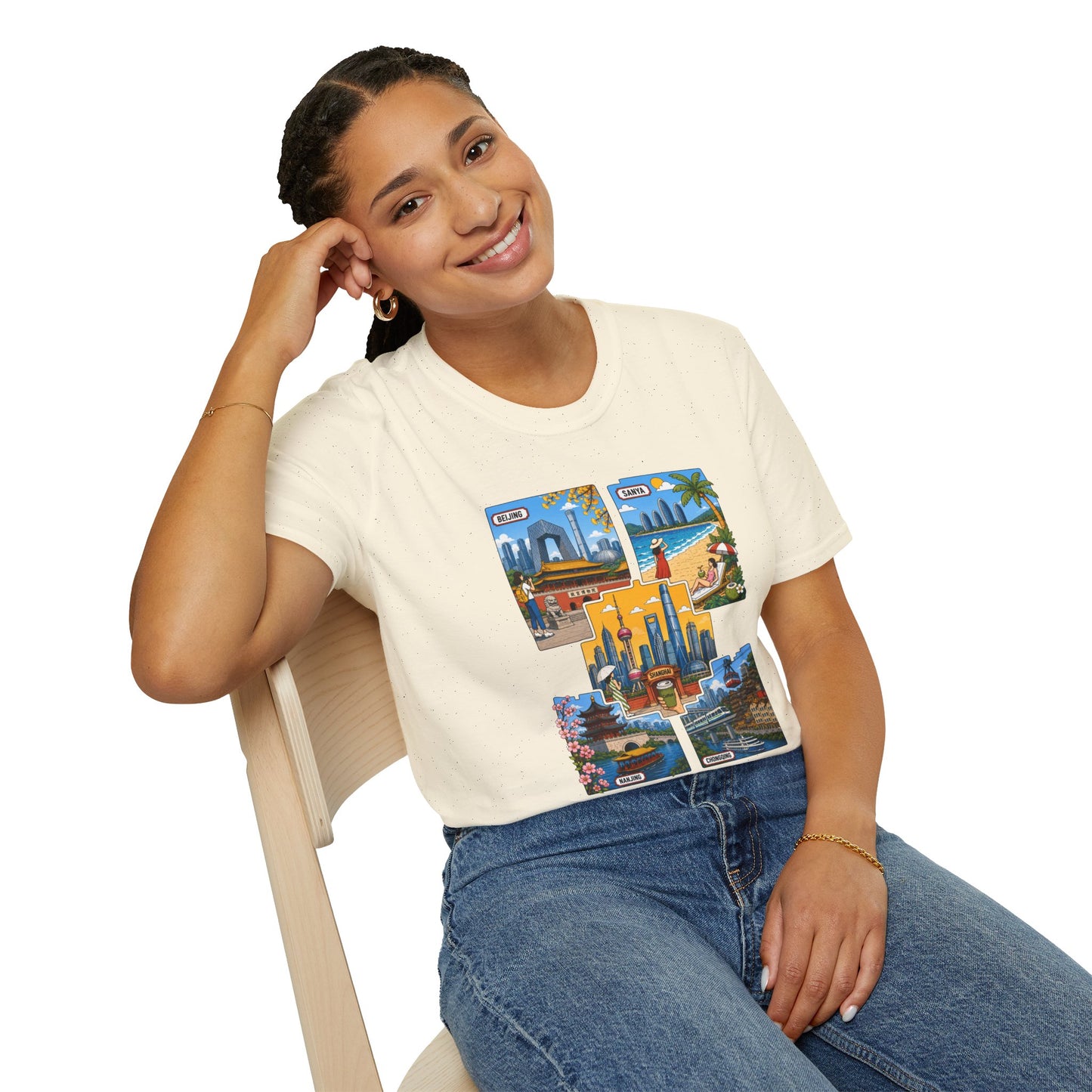 Cityscape Postcard T-Shirt — Miami & Dubai Travel Vintage Graphic Tee