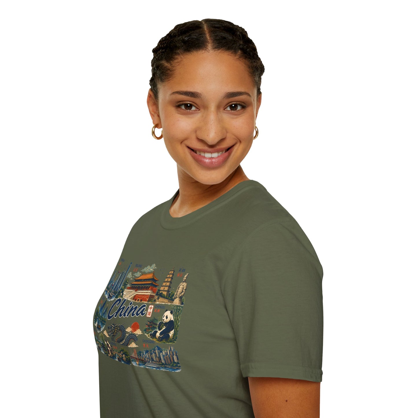 China Landmarks T-Shirt — Panda, Great Wall & Skyline Travel Tee