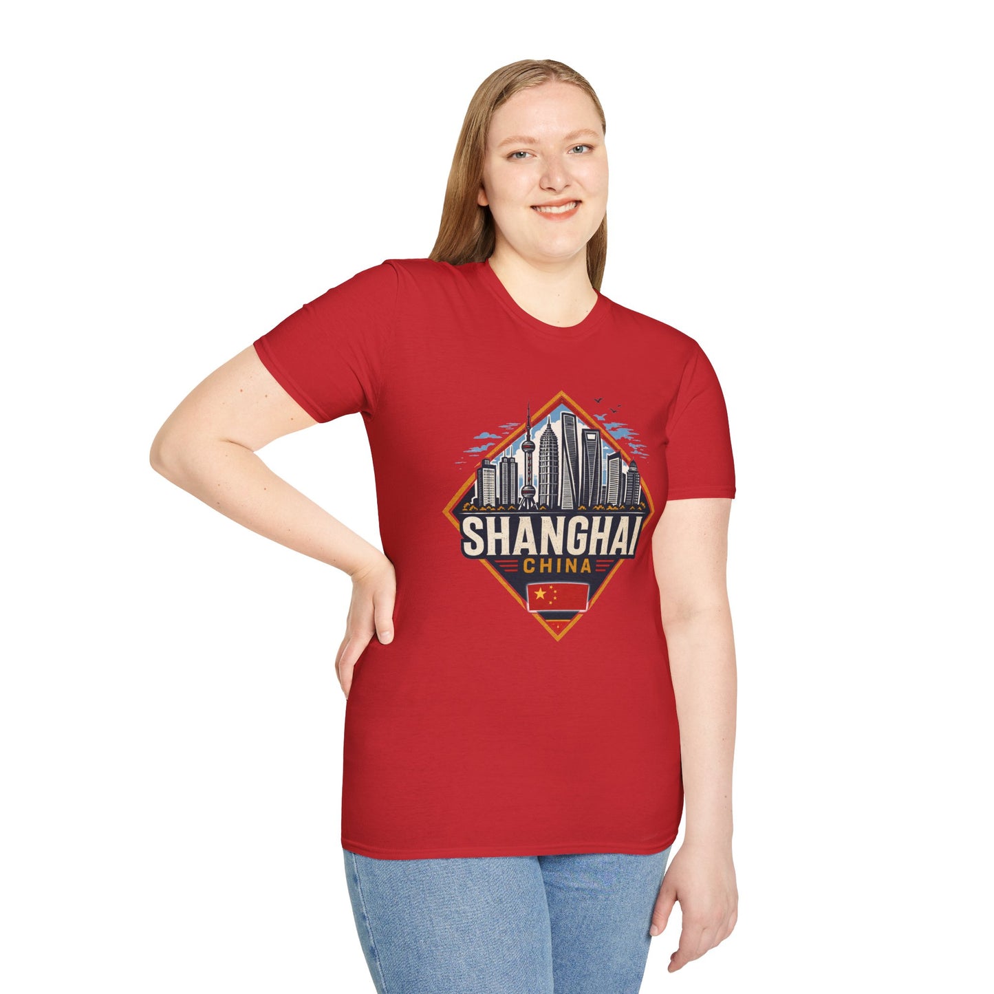 Shanghai Skyline T-Shirt — Retro Cityscape China Travel Tee