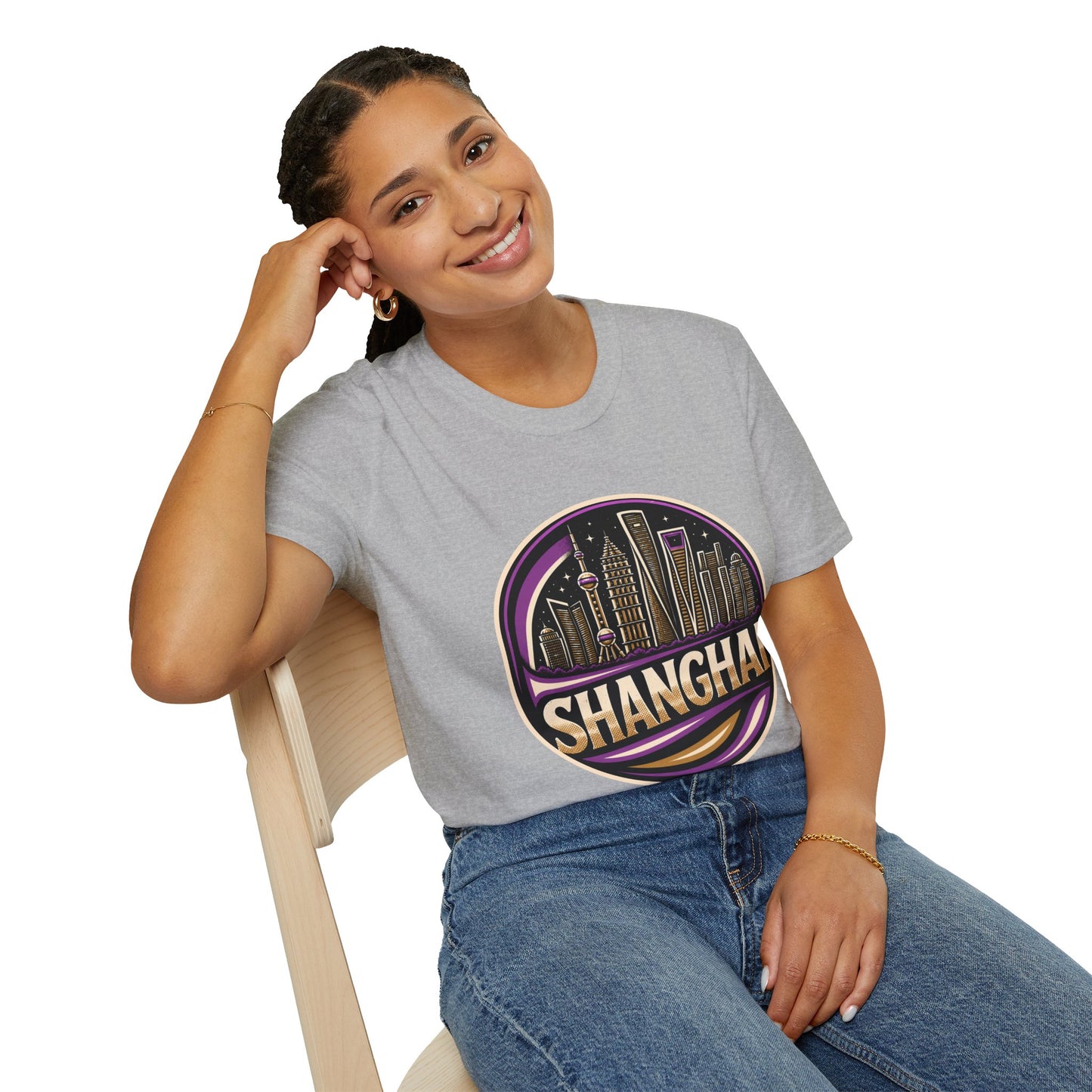 Shanghai Skyline T-Shirt — Retro Neon Cityscape Tee