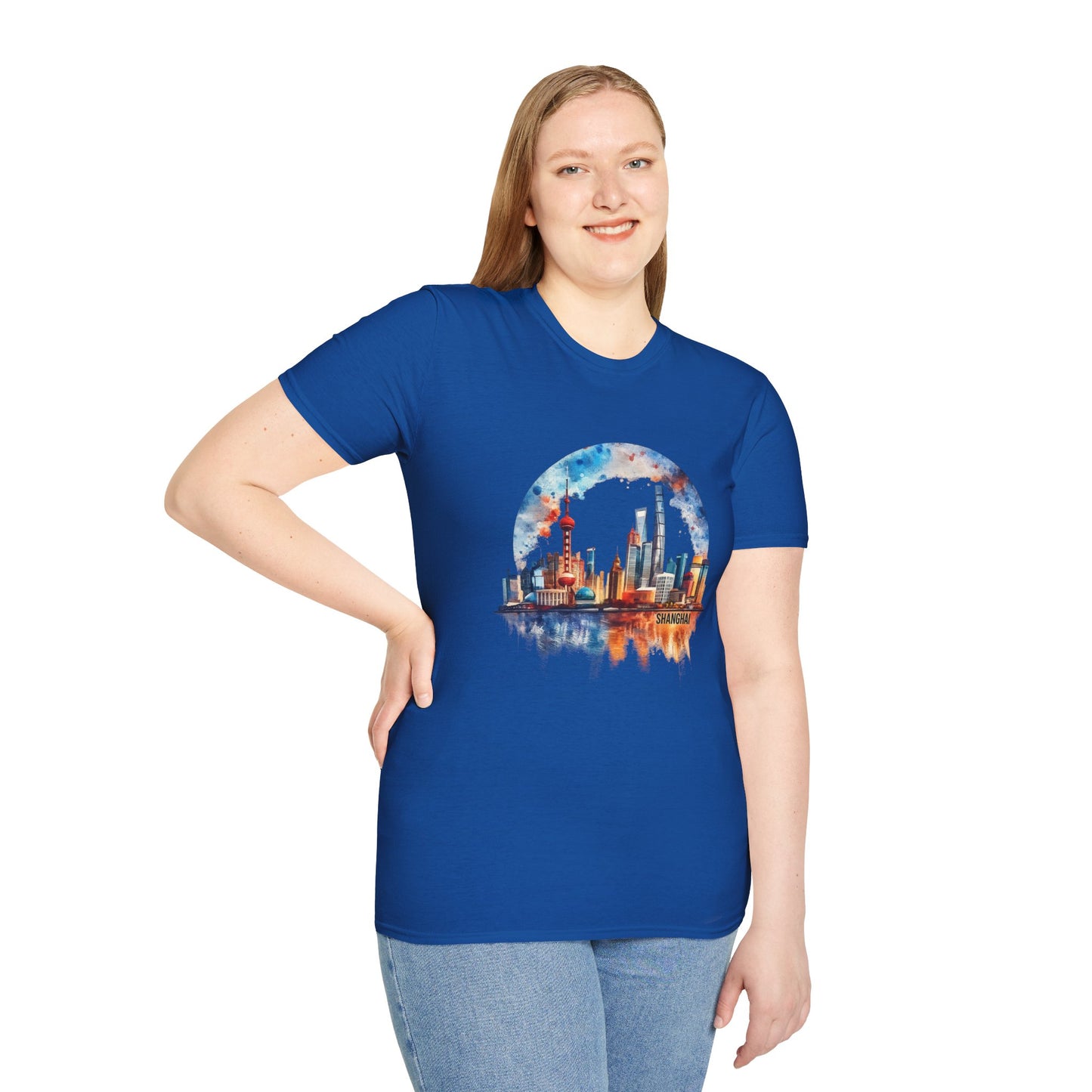 City Skyline T-Shirt — Watercolor Shanghai Landscape Tee