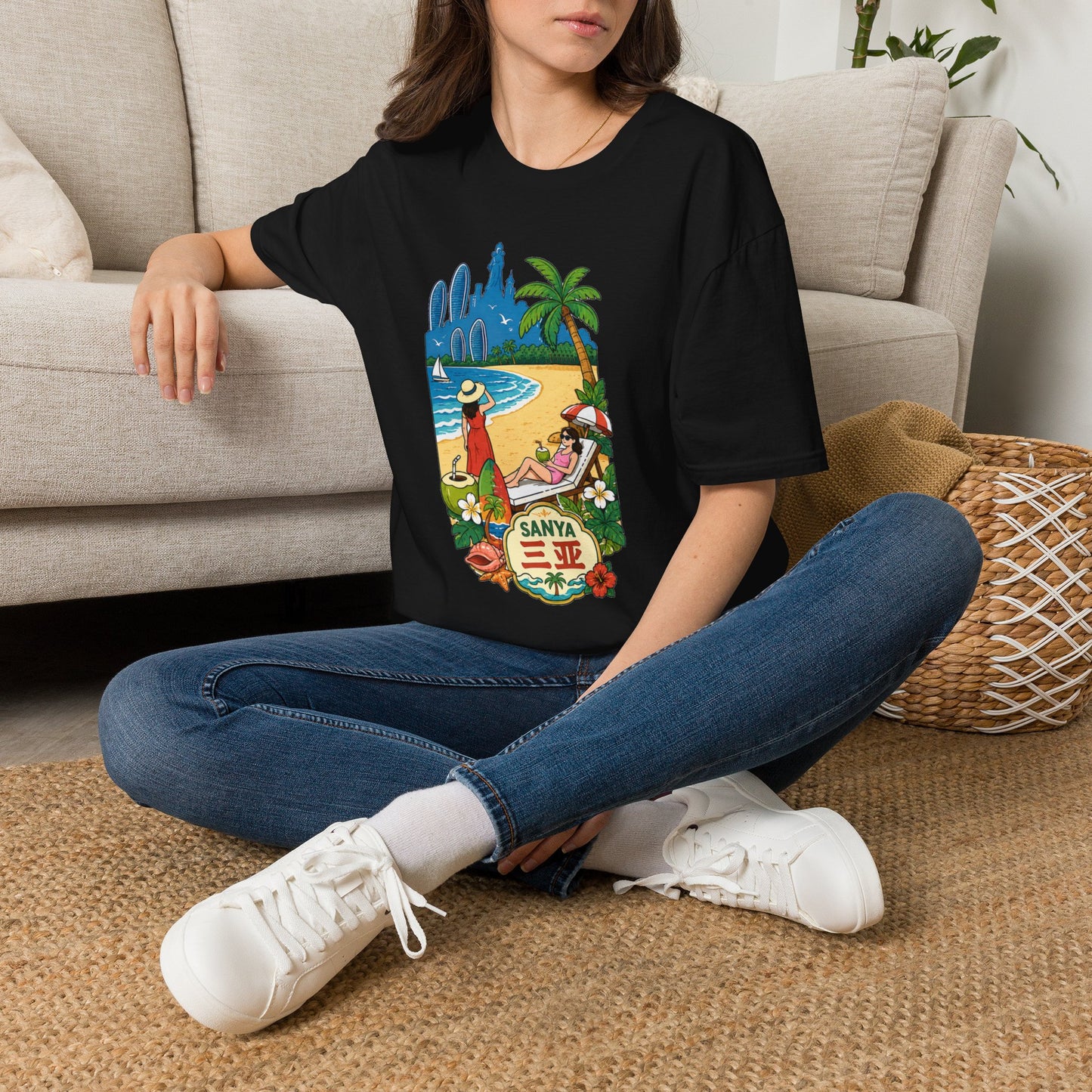 Beach Resort Graphic T-Shirt — Sanya Tropical Vacation Design