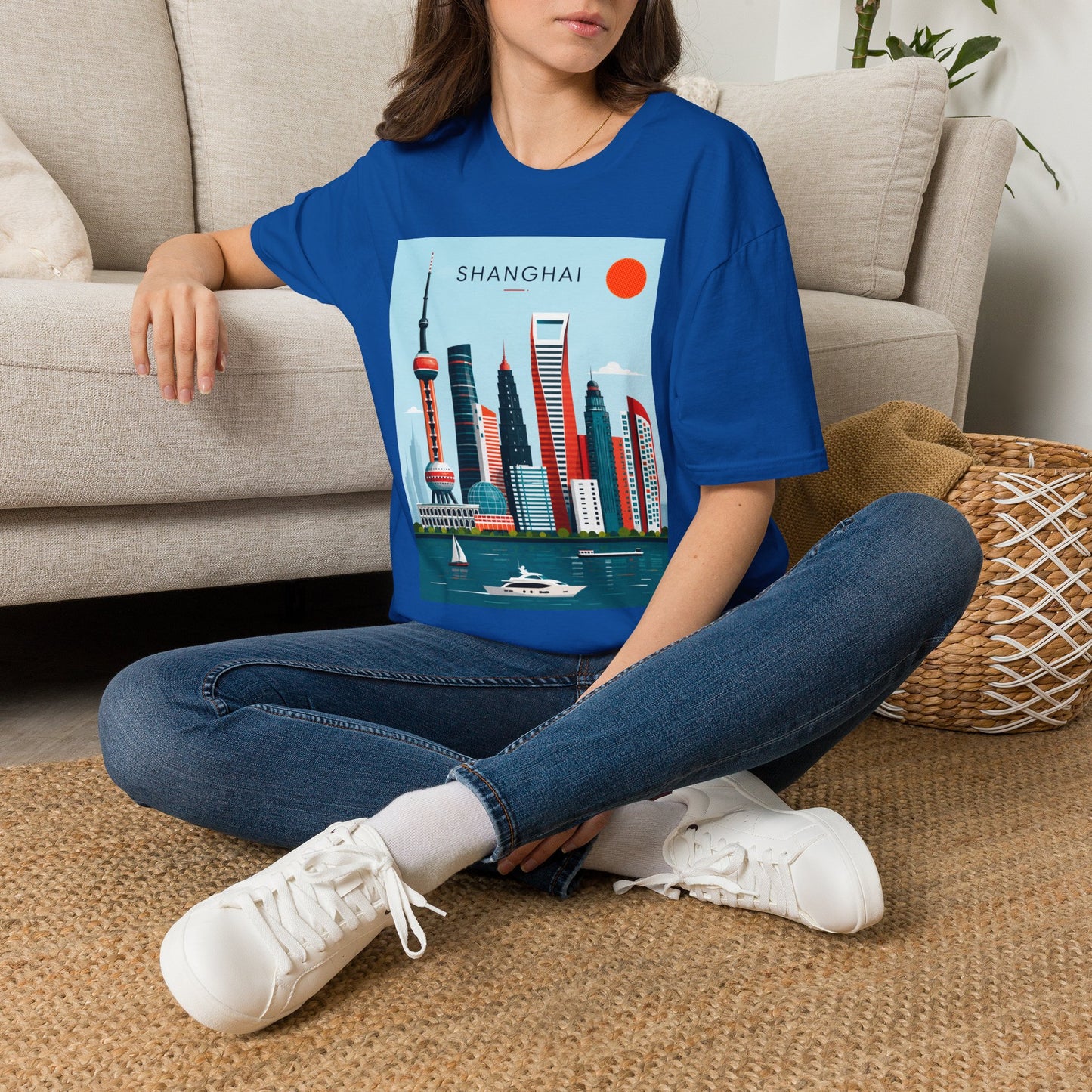 Shanghai Skyline T‑Shirt — Retro Cityscape Tee with 'SHANGHAI' Graphic