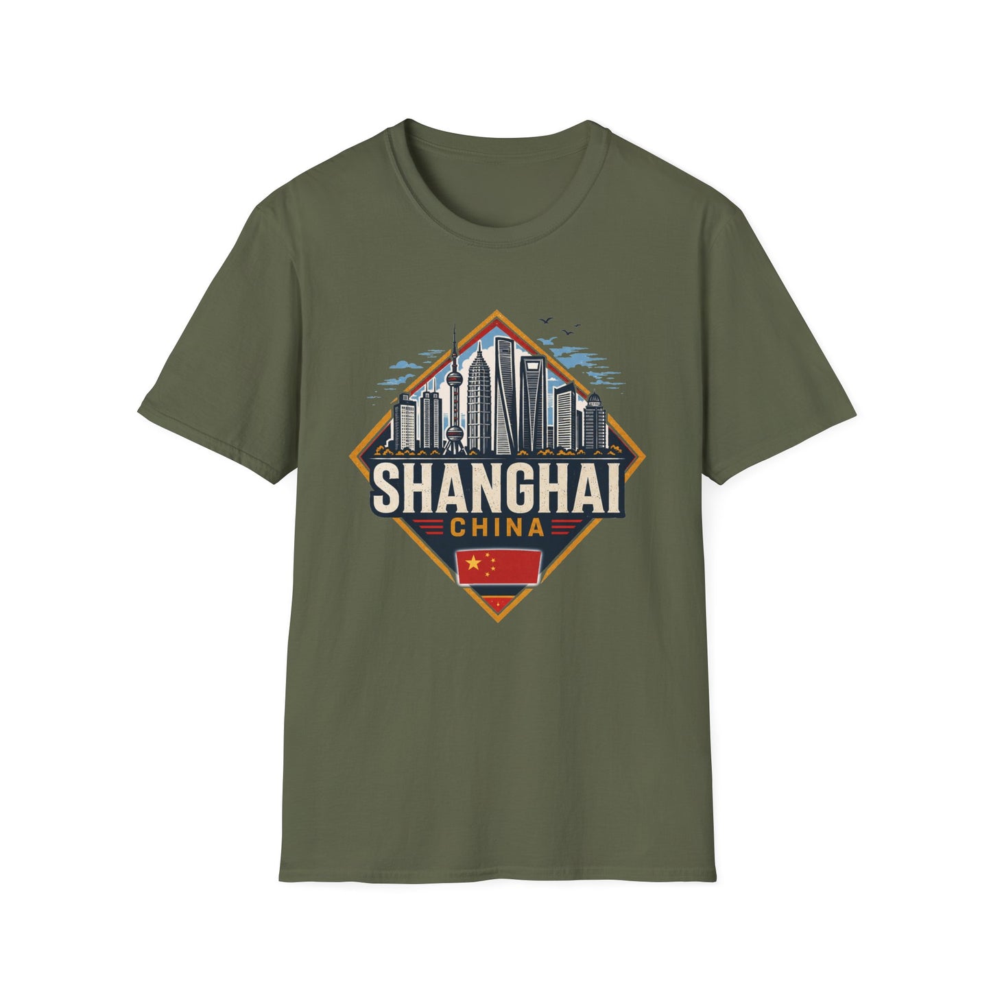 Shanghai Skyline T-Shirt — Retro Cityscape China Travel Tee
