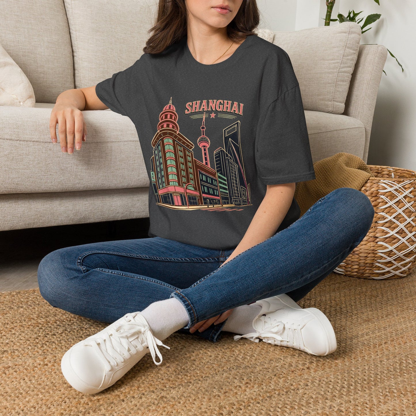 Shanghai Skyline T-Shirt — Retro Cityscape Travel Tee