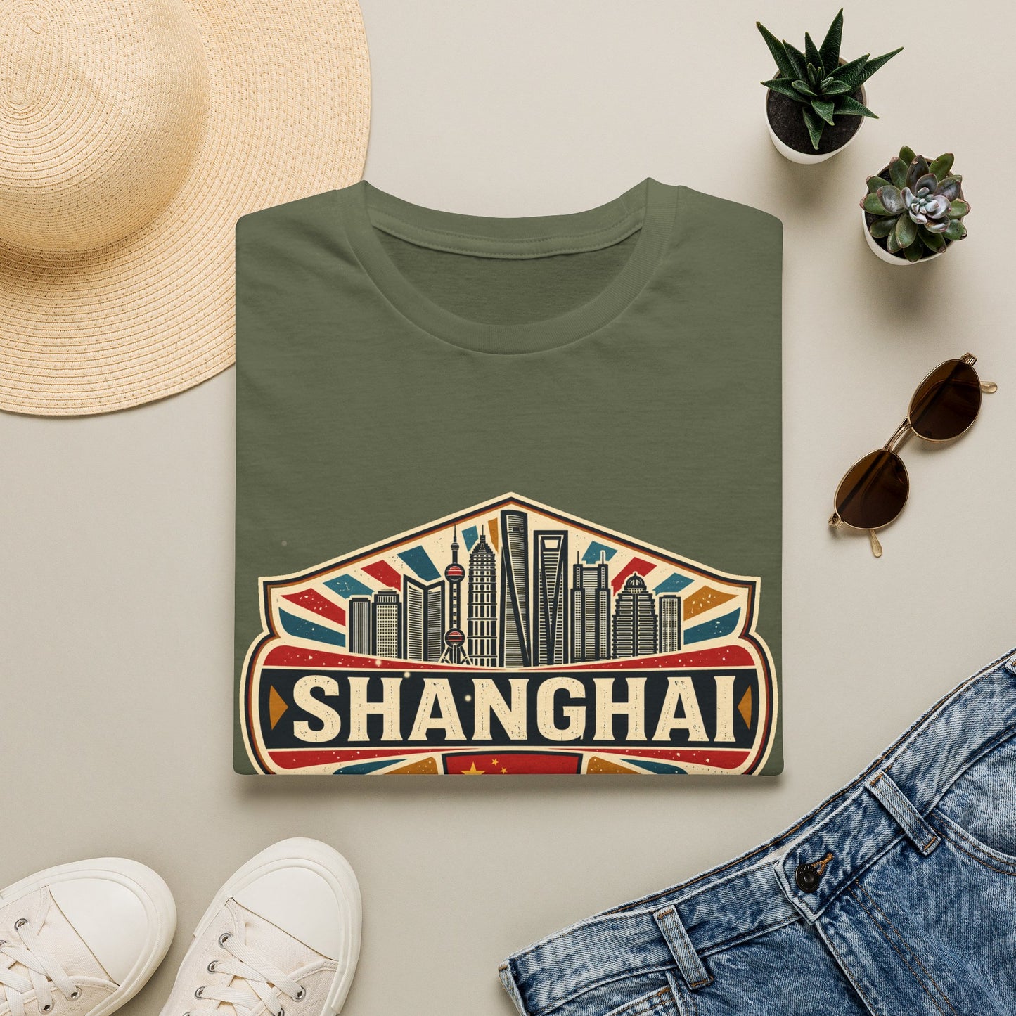 Shanghai Skyline Vintage T‑Shirt