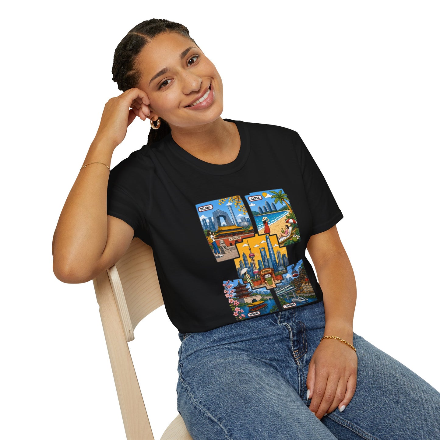 Cityscape Postcard T-Shirt — Miami & Dubai Travel Vintage Graphic Tee
