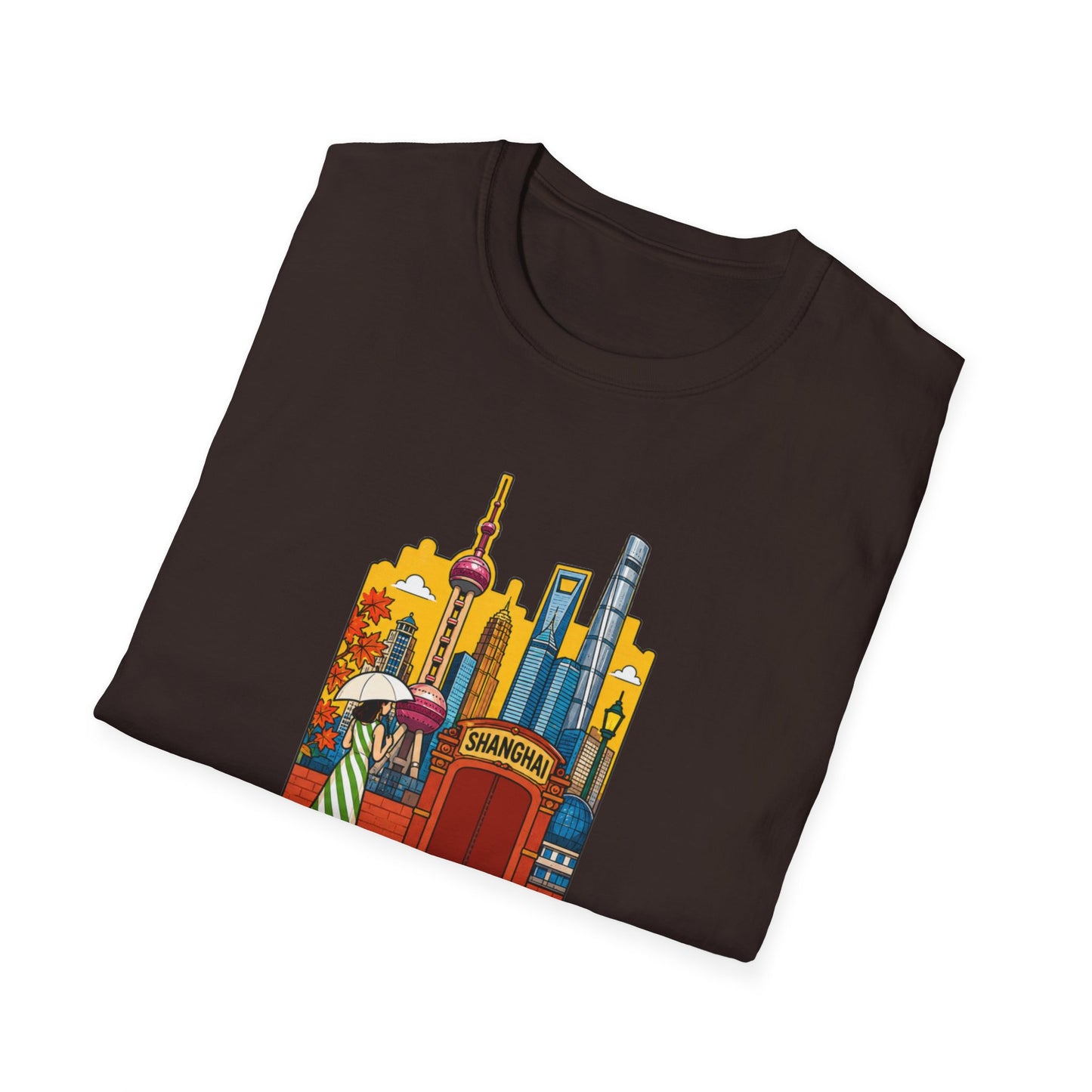 Shanghai Skyline T-Shirt — Vintage Cityscape with Chinese Characters