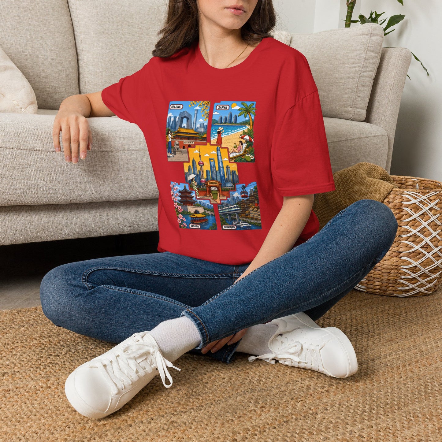 Cityscape Postcard T-Shirt — Miami & Dubai Travel Vintage Graphic Tee