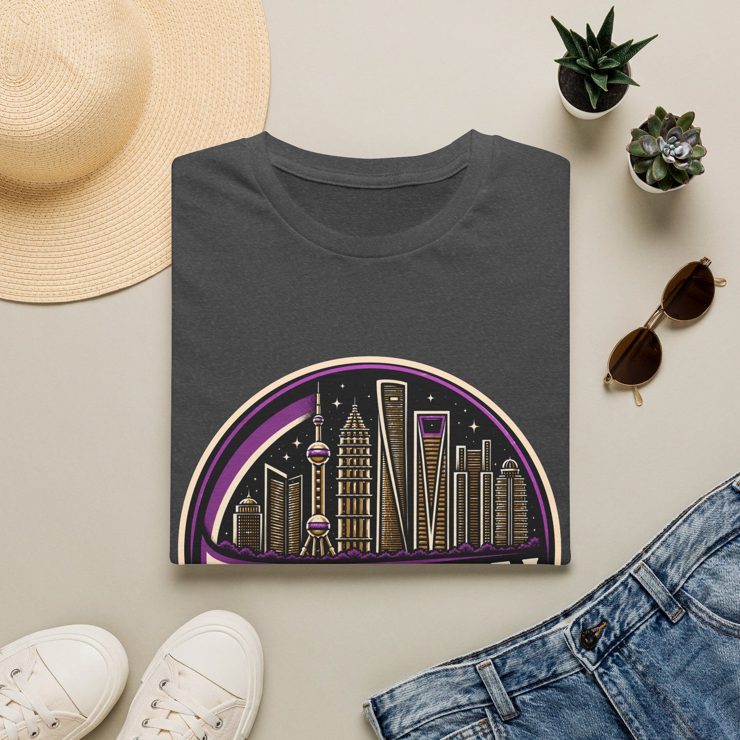 Shanghai Skyline T-Shirt — Retro Neon Cityscape Tee